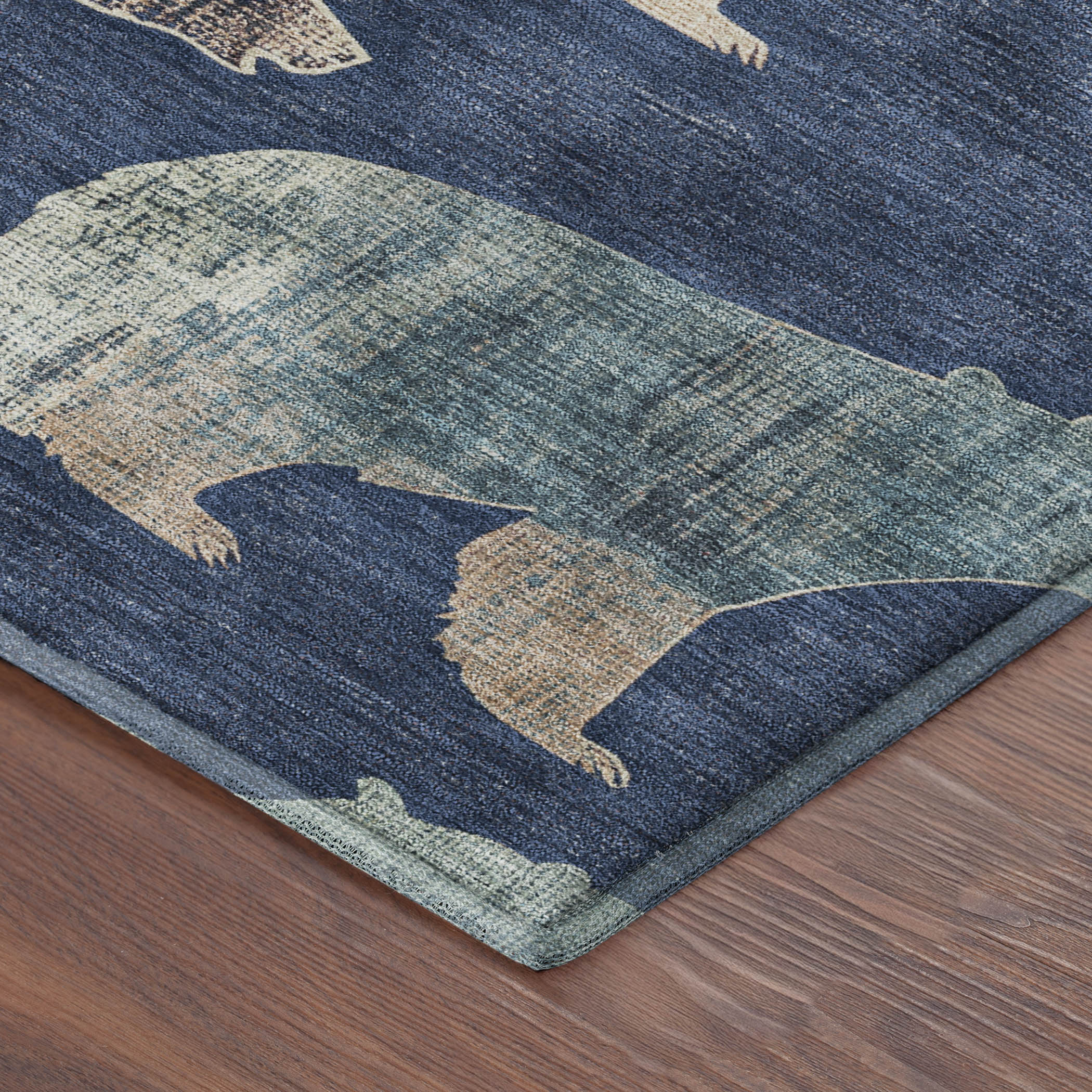 Porto Machine Washable Transitional Navy Blue Rug 1'8" x 2'6" #shape_Rectangle