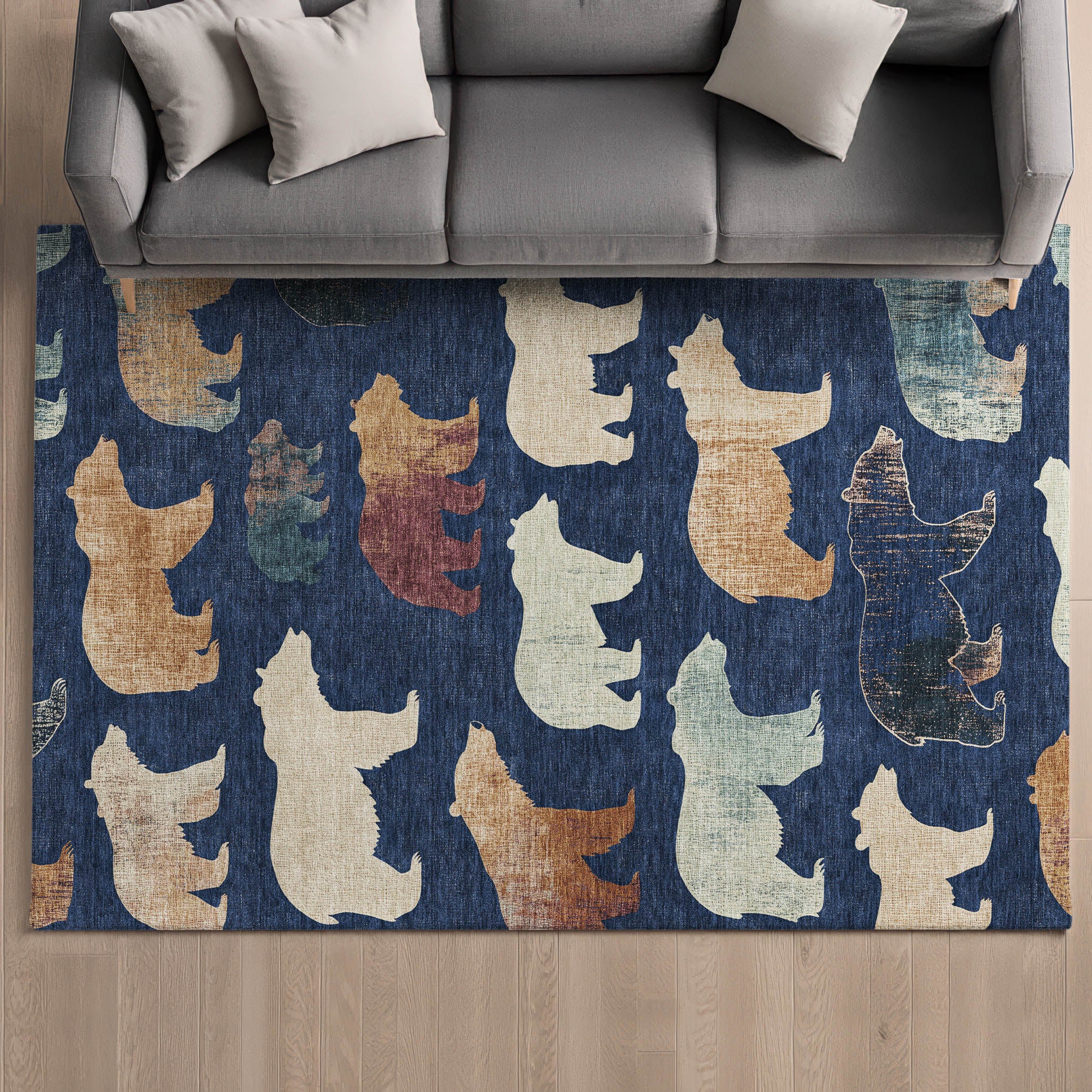Porto Machine Washable Transitional Navy Blue Rug 3' x 5' #shape_Rectangle