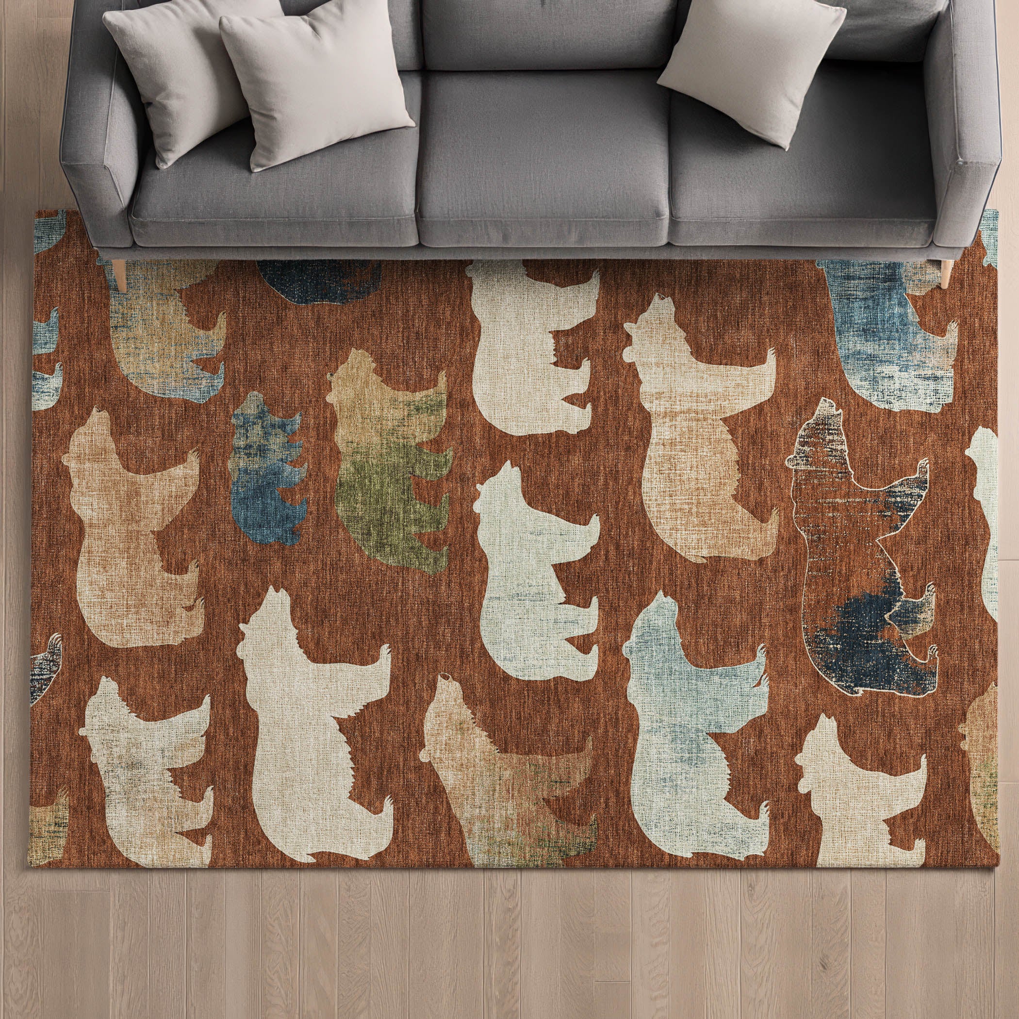 Porto Machine Washable Transitional Paprika Orange Rug 3' x 5' #shape_Rectangle