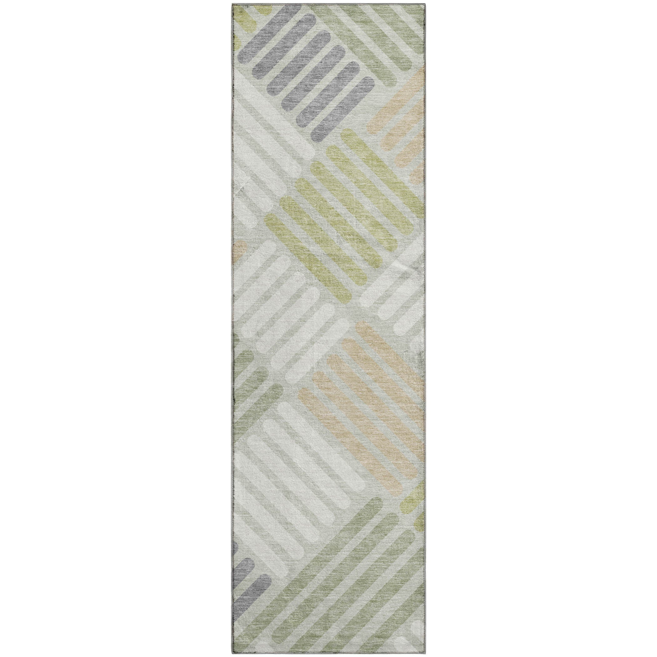 Tbilisi Machine Washable Transitional Aloe Green Rug 2'3" x 7'6" #shape_Runner