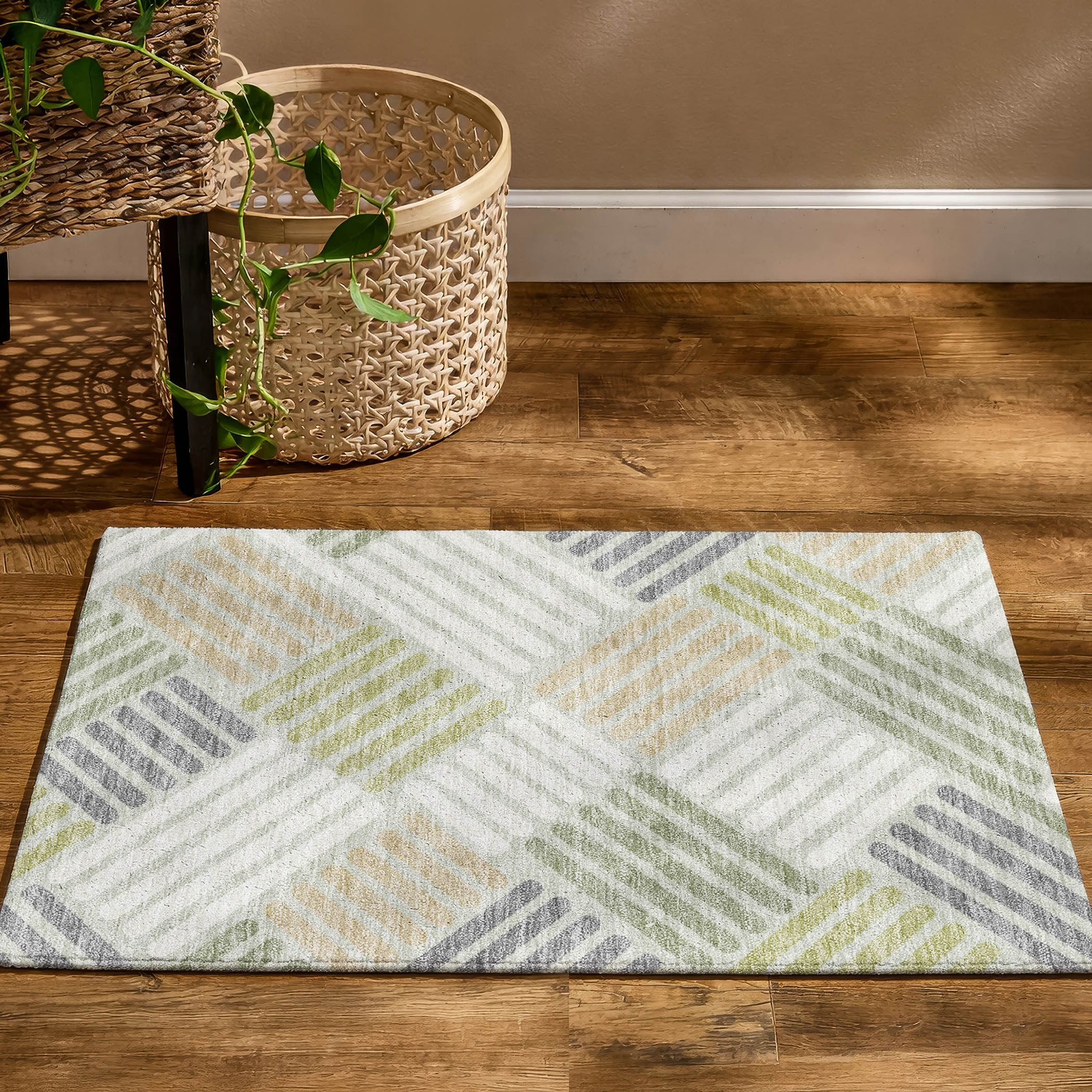 Tbilisi Machine Washable Transitional Aloe Green Rug 1'8" x 2'6" #shape_Rectangle