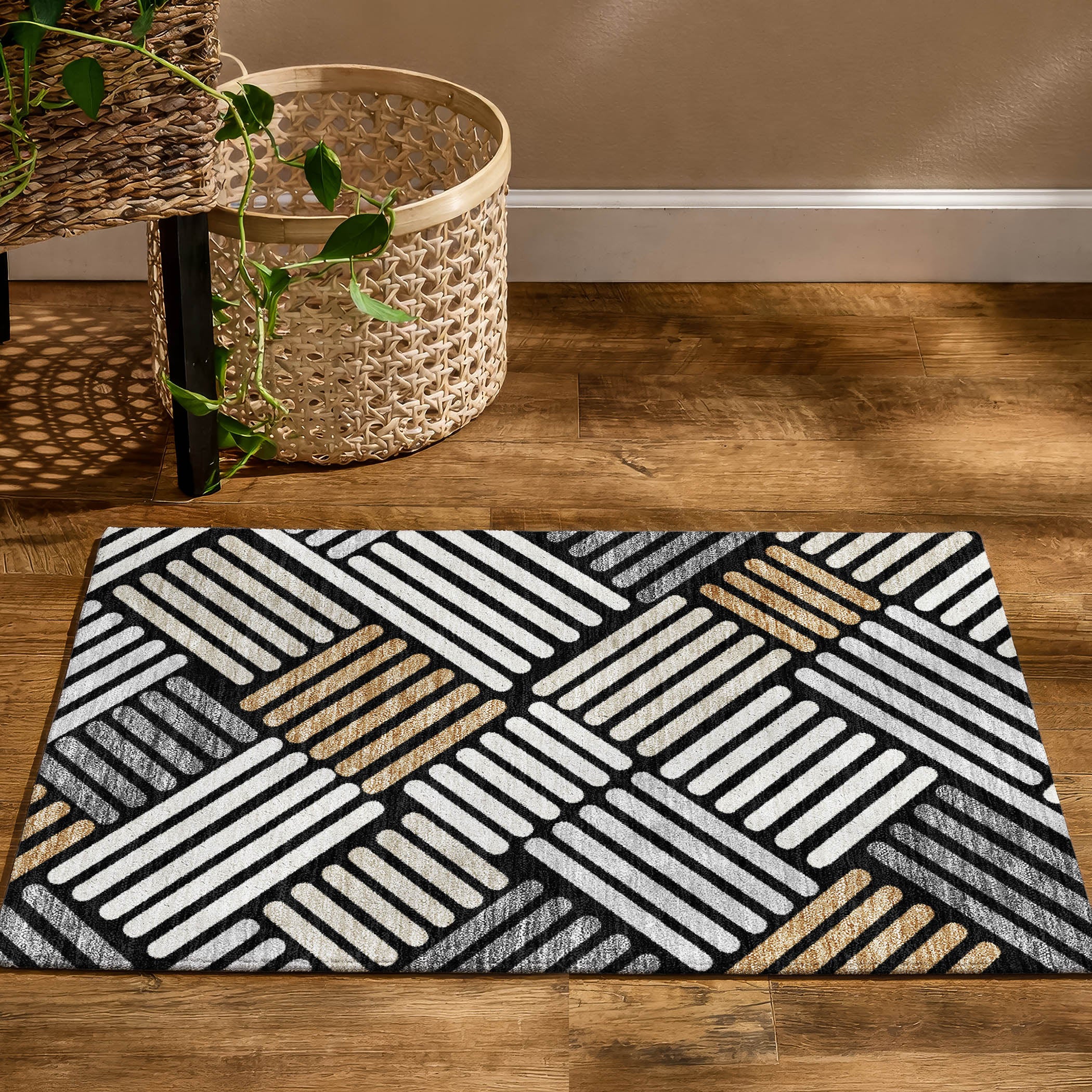 Tbilisi Machine Washable Transitional Black Rug 1'8" x 2'6" #shape_Rectangle