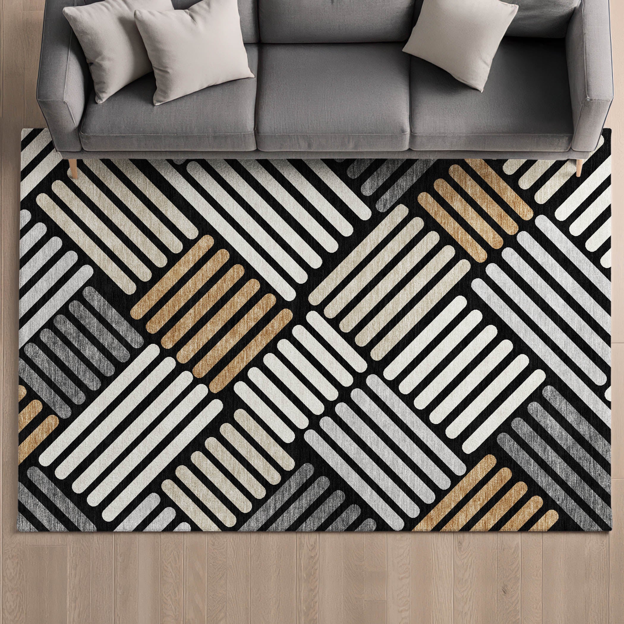 Tbilisi Machine Washable Transitional Black Rug 3' x 5' #shape_Rectangle