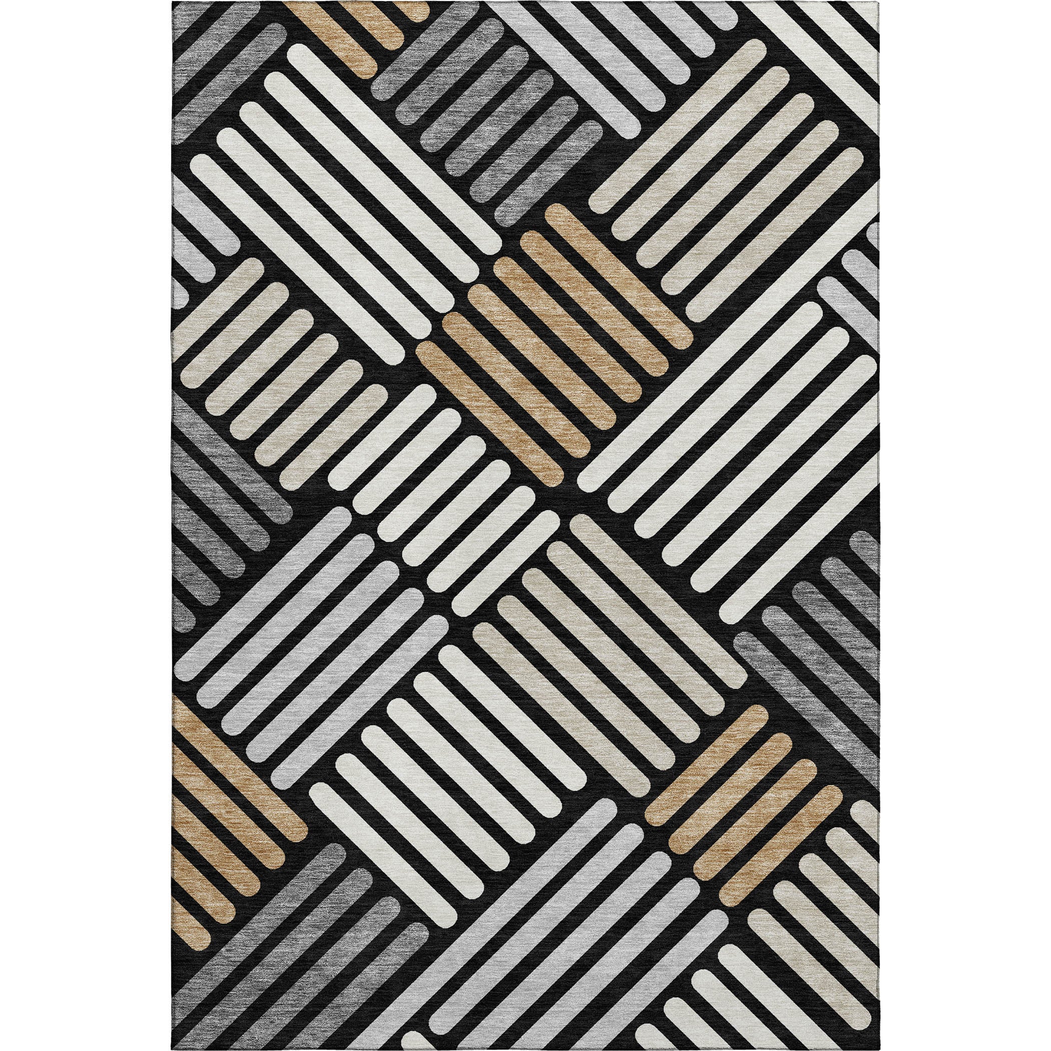 Tbilisi Machine Washable Transitional Black Rug 3' x 5' #shape_Rectangle