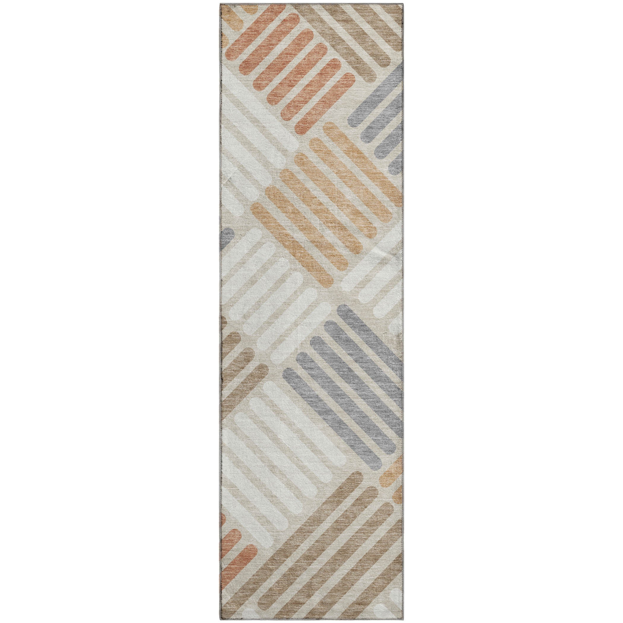 Tbilisi Machine Washable Transitional Copper Orange Rug 2'3" x 7'6" #shape_Runner