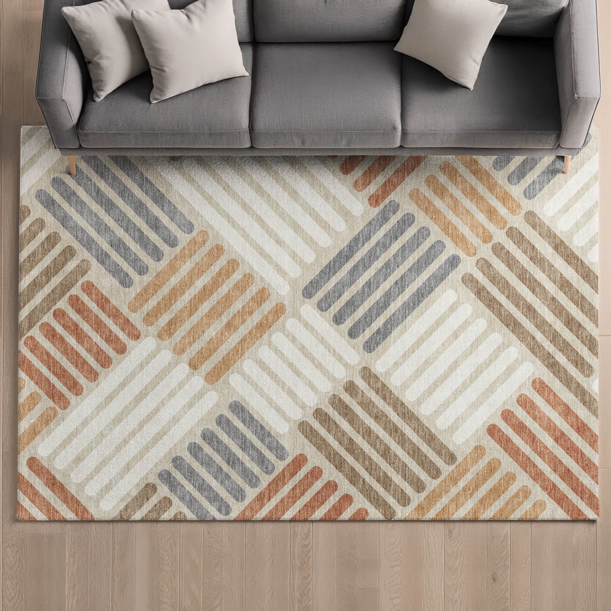 Tbilisi Machine Washable Transitional Copper Orange Rug 3' x 5' #shape_Rectangle