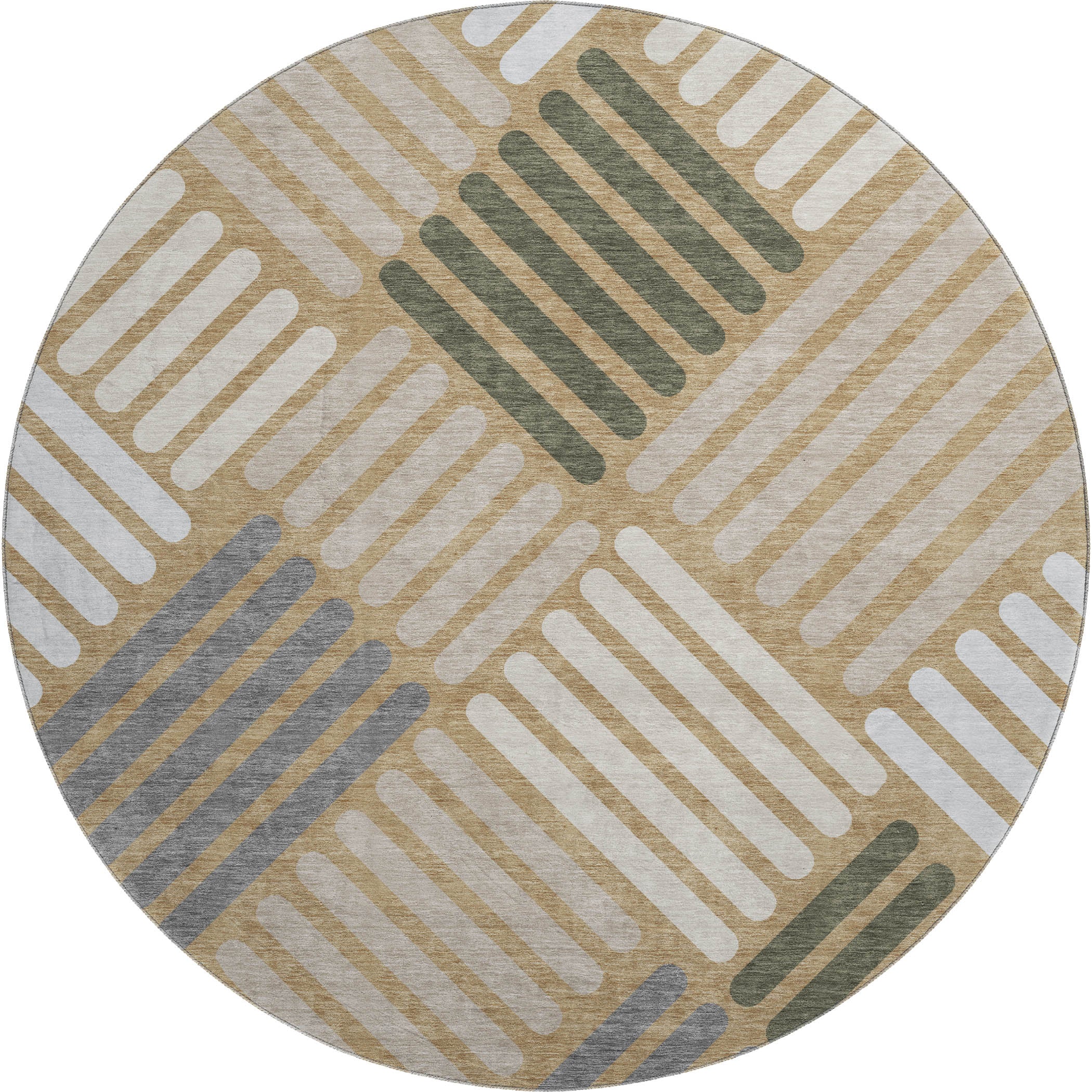 Tbilisi Machine Washable Transitional Gold Rug 8' x 8' #shape_Round