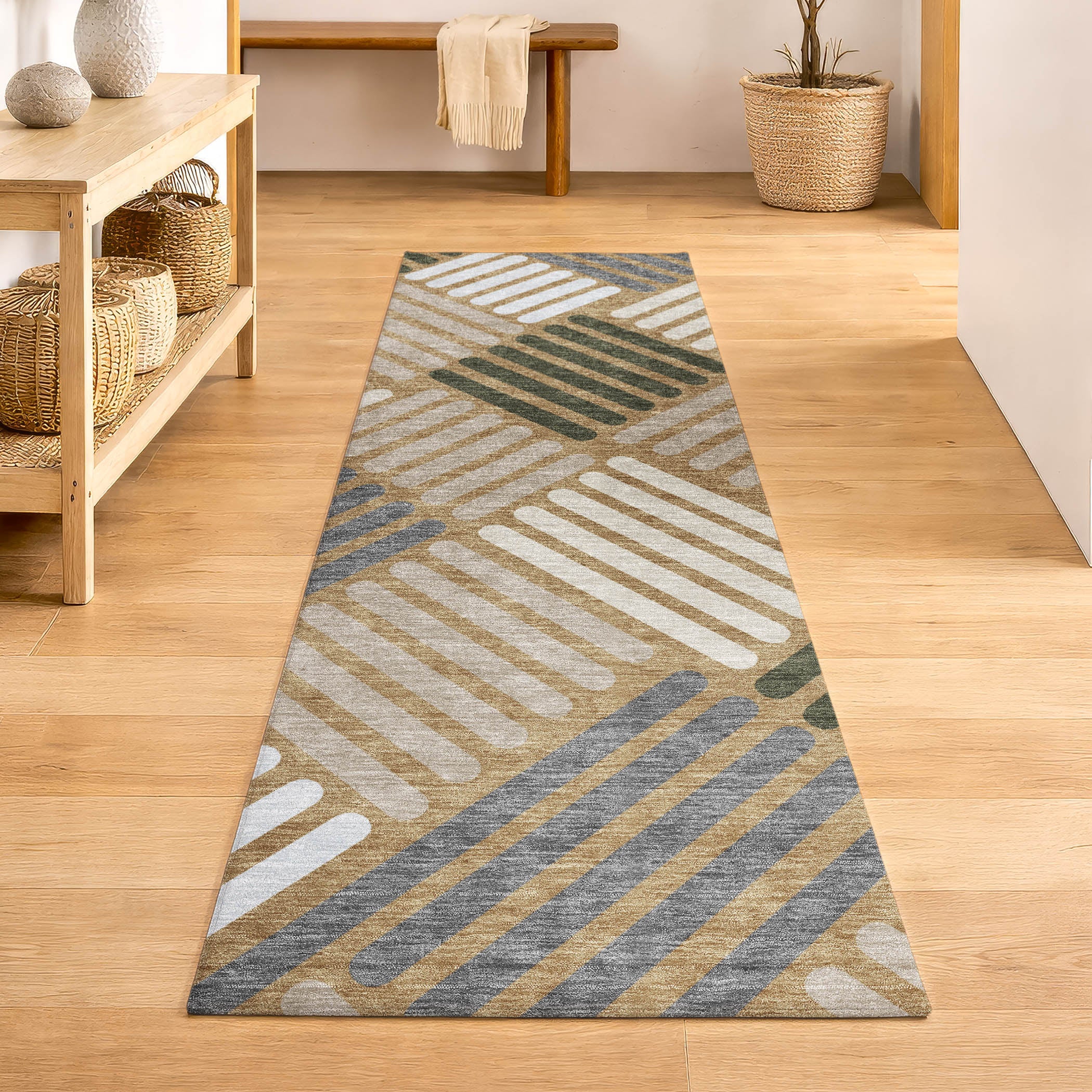 Tbilisi Machine Washable Transitional Gold Rug 2'3" x 7'6" #shape_Runner