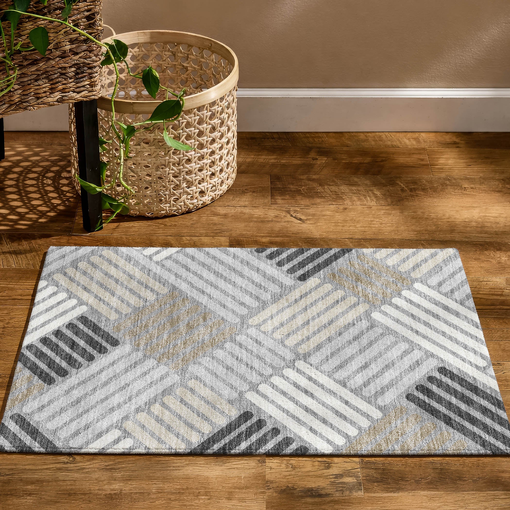 Tbilisi Machine Washable Transitional Gray Rug 1'8" x 2'6" #shape_Rectangle