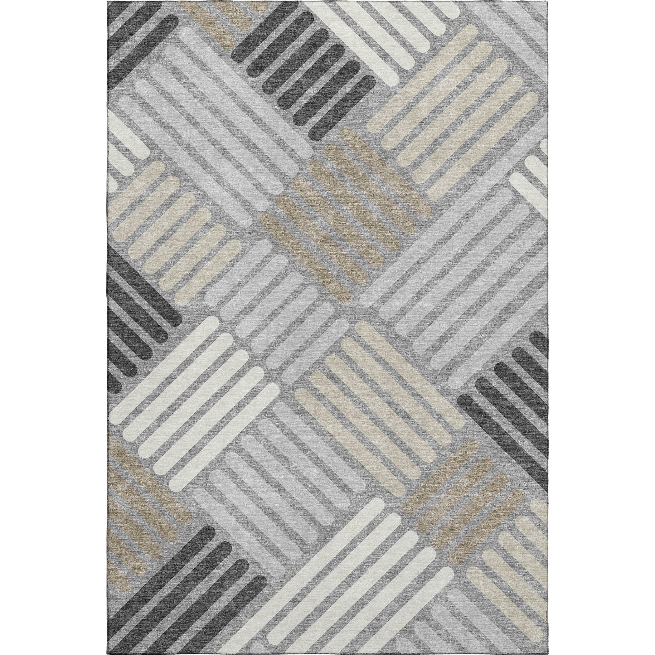 Tbilisi Machine Washable Transitional Gray Rug 3' x 5' #shape_Rectangle