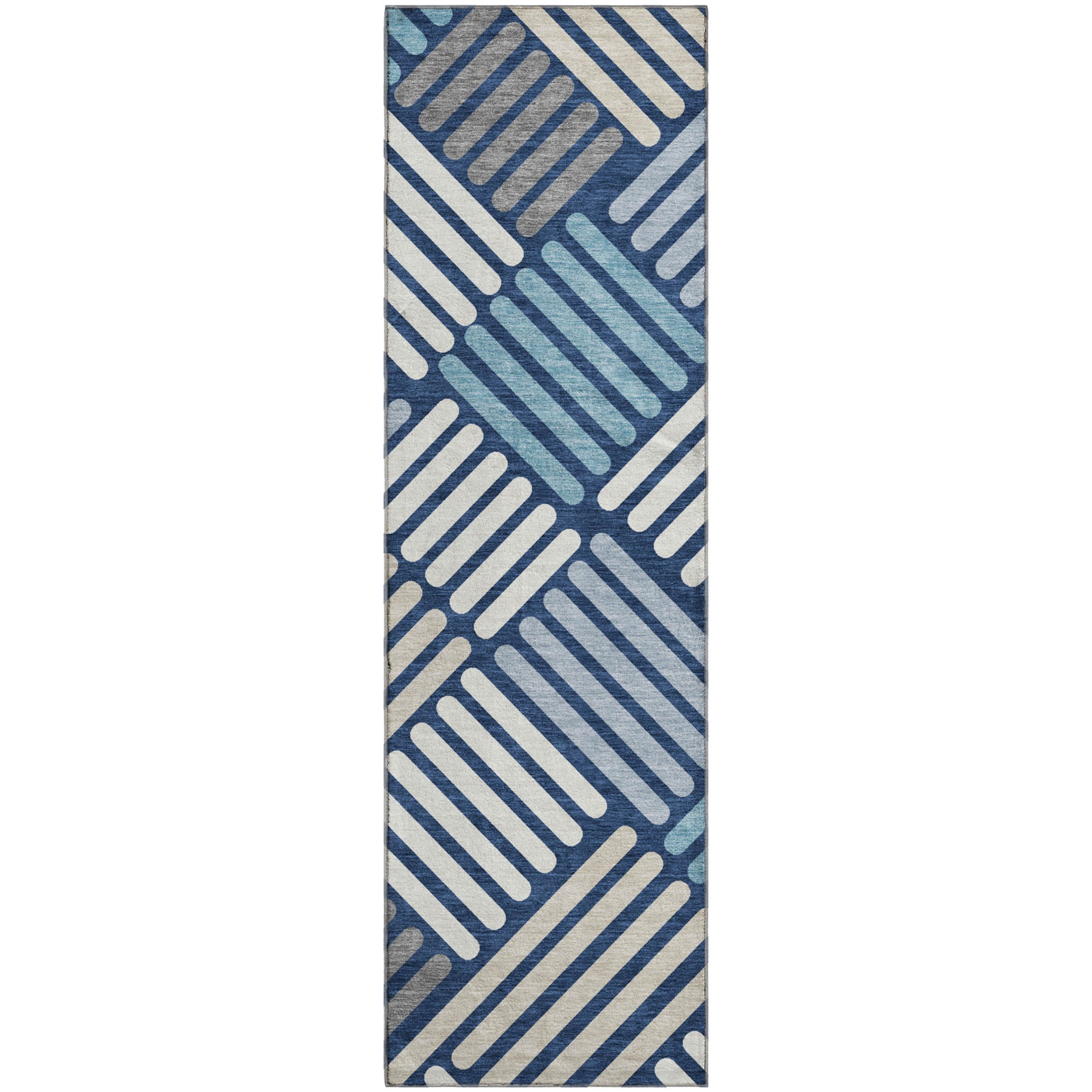 Tbilisi Machine Washable Transitional Navy Blue Rug 2'3" x 7'6" #shape_Runner