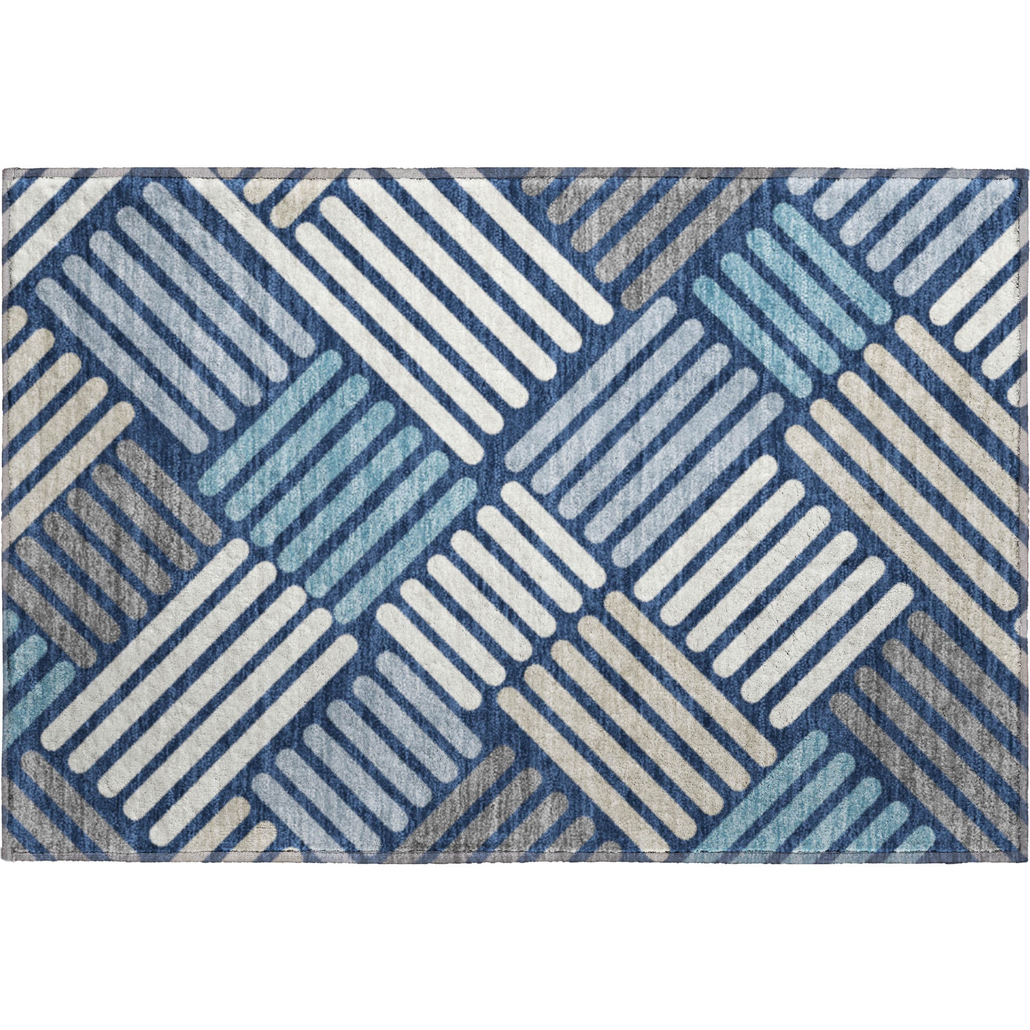 Tbilisi Machine Washable Transitional Navy Blue Rug 1'8" x 2'6" #shape_Rectangle