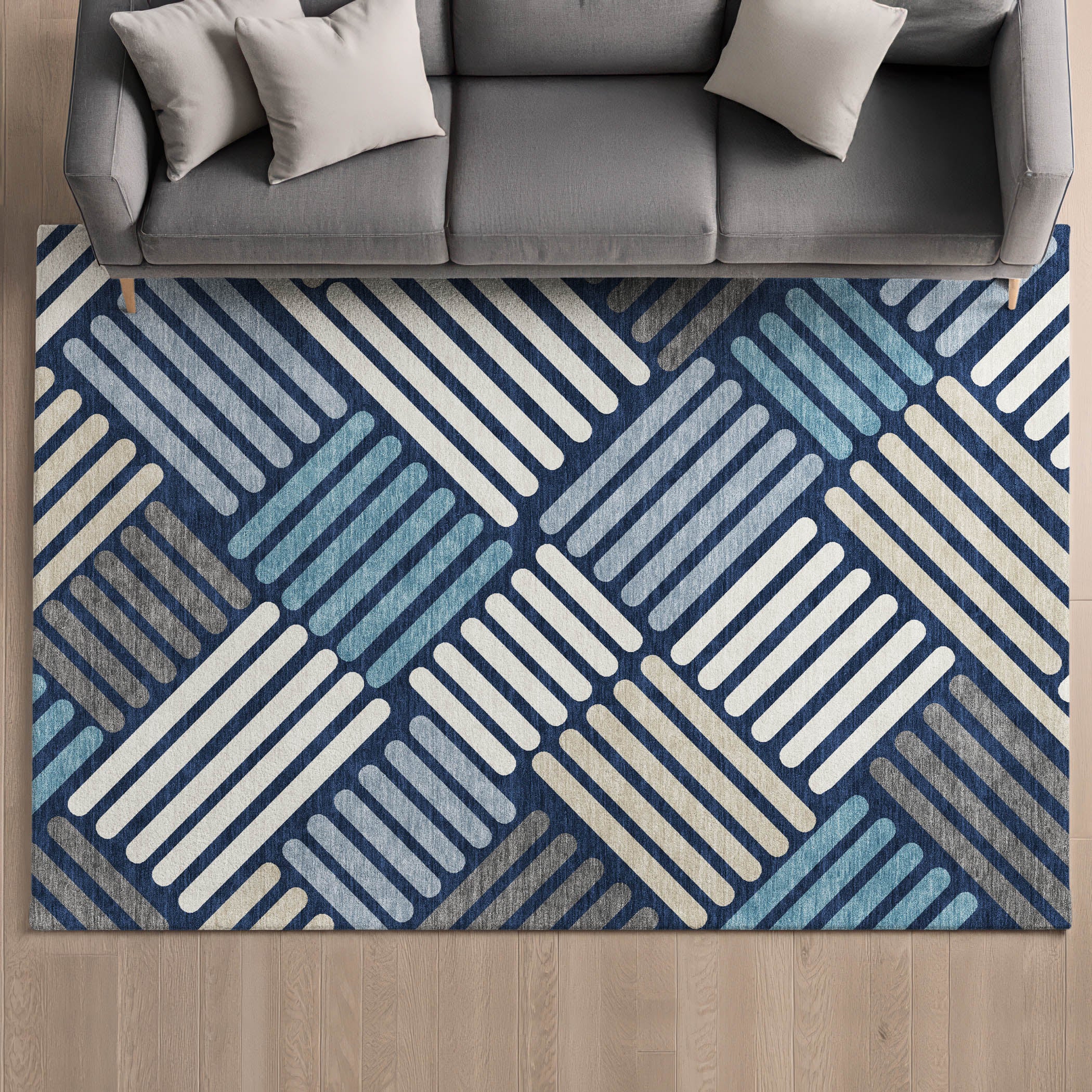 Tbilisi Machine Washable Transitional Navy Blue Rug 3' x 5' #shape_Rectangle