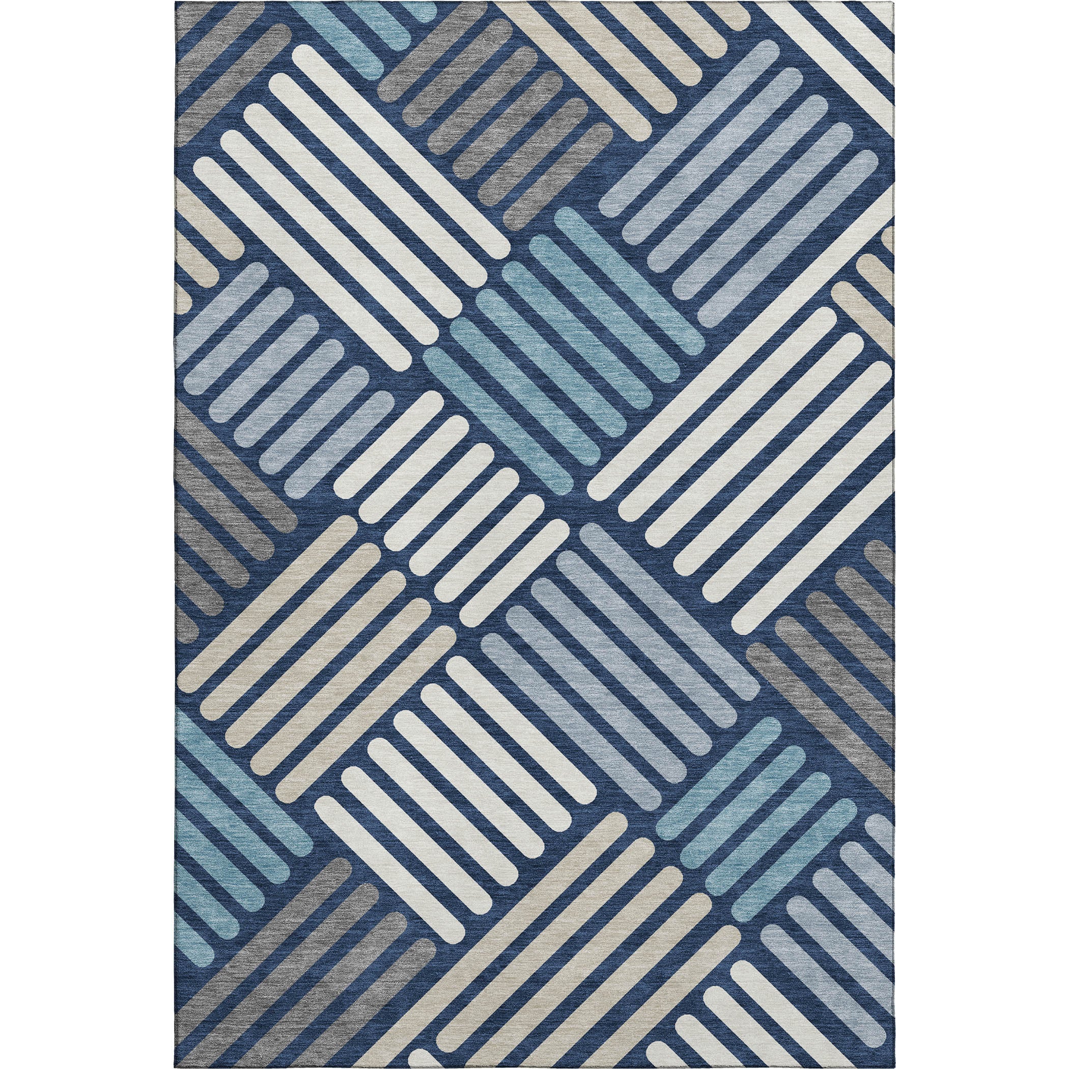 Tbilisi Machine Washable Transitional Navy Blue Rug 3' x 5' #shape_Rectangle
