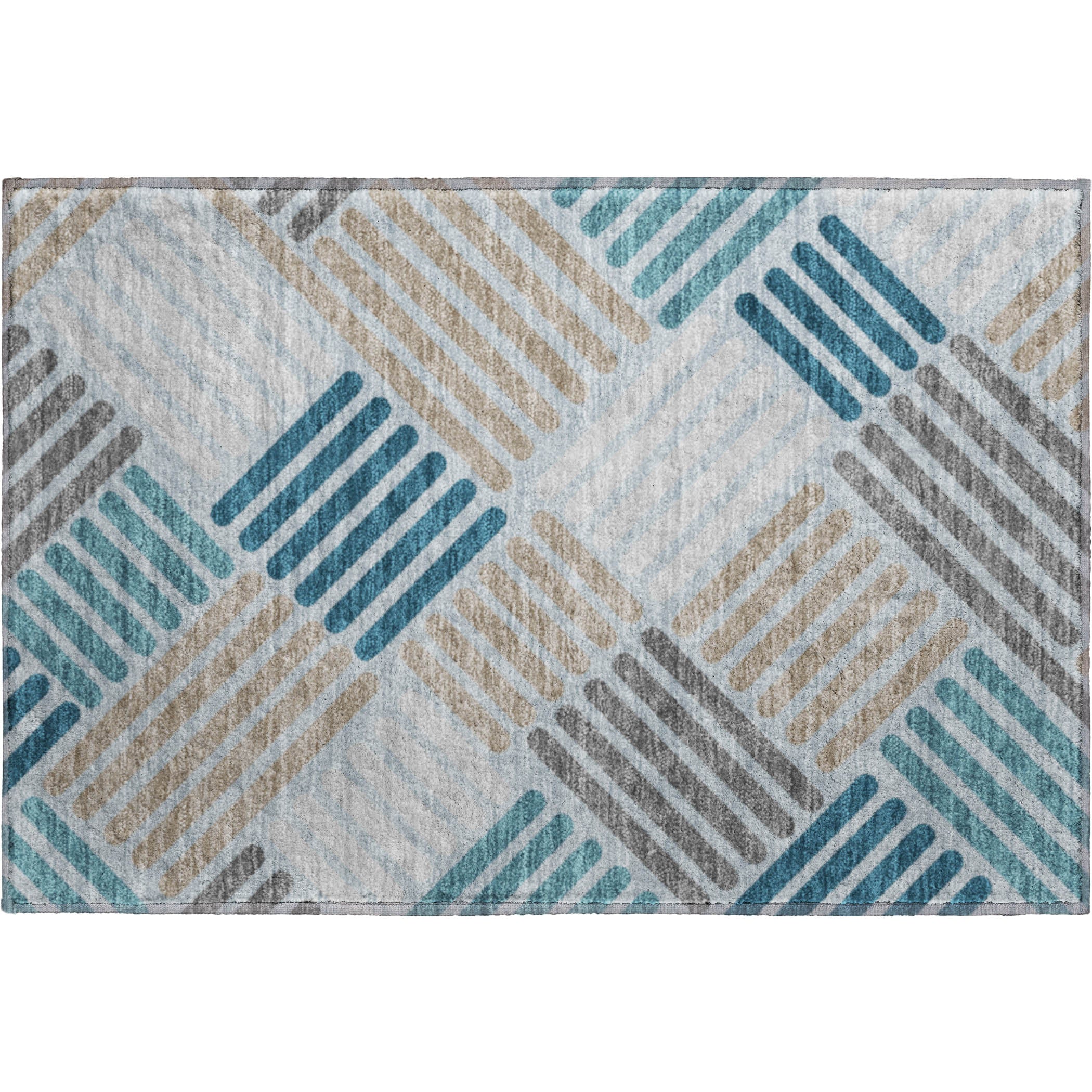 Tbilisi Machine Washable Transitional Teal Rug 1'8" x 2'6" #shape_Rectangle