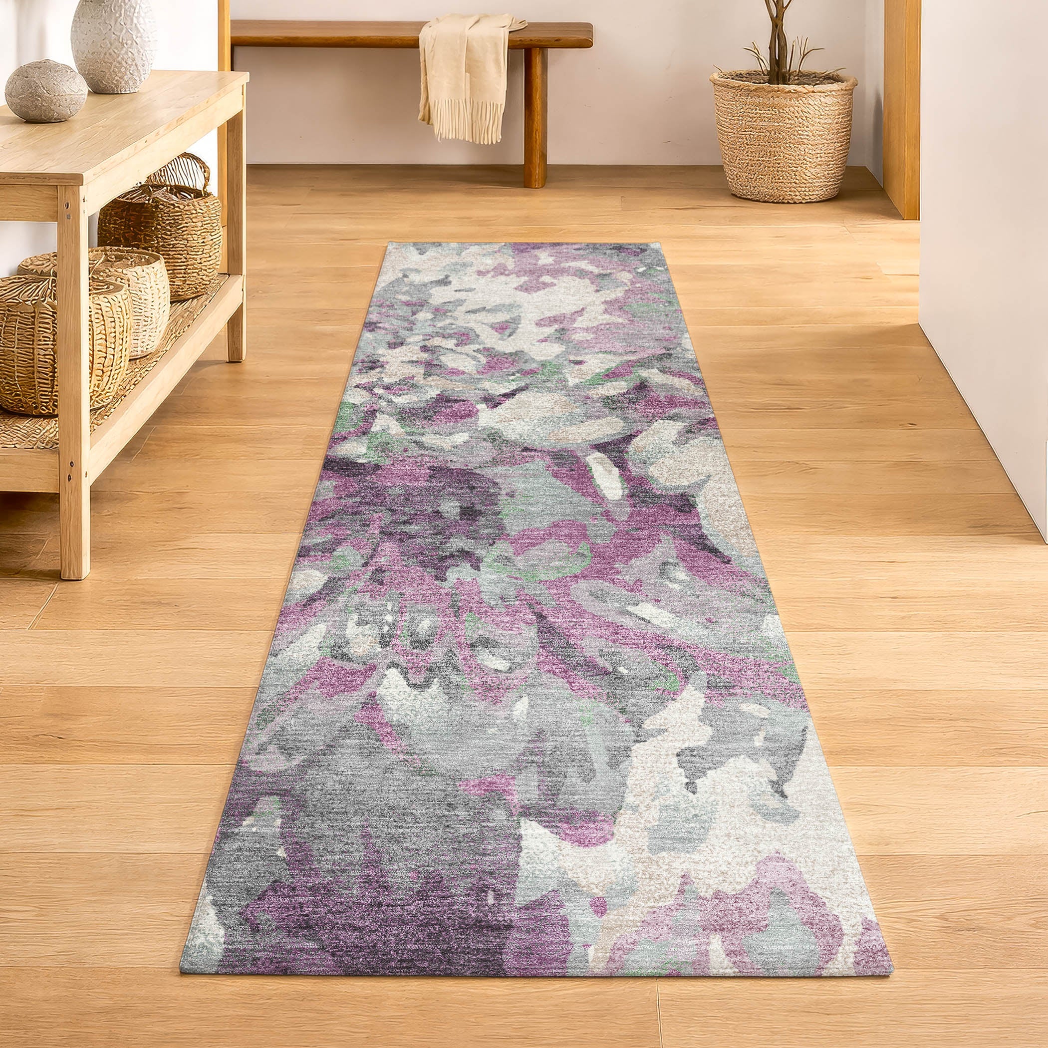 Lima Machine Washable Transitional Blush Pink Rug 2'3" x 7'6" #shape_Runner