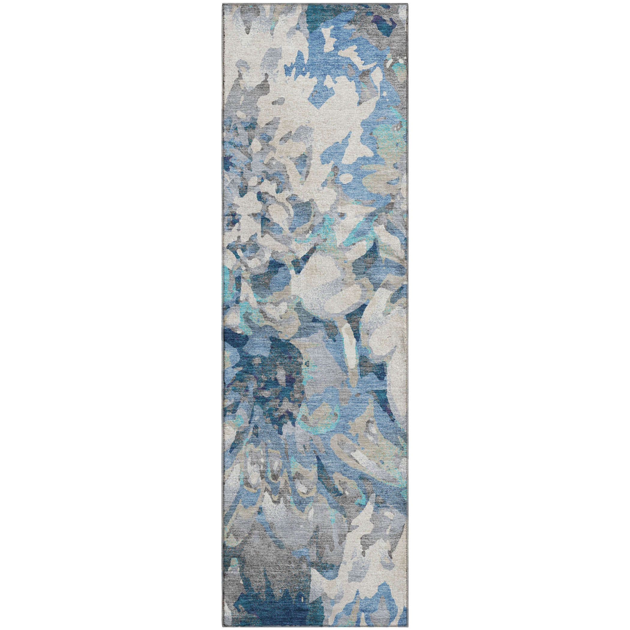 Lima Machine Washable Transitional Denim Blue Rug 2'3" x 7'6" #shape_Runner