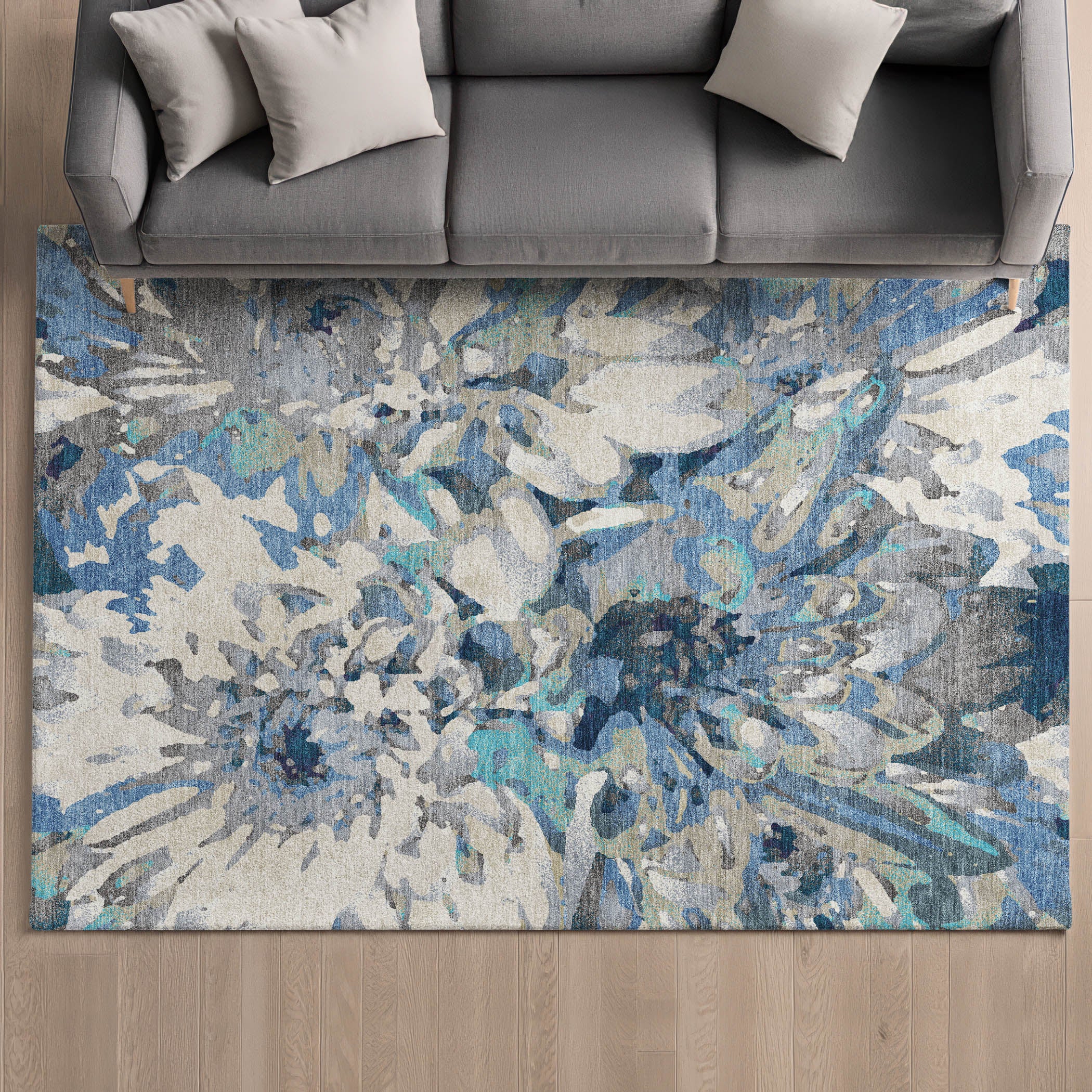Lima Machine Washable Transitional Denim Blue Rug 3' x 5' #shape_Rectangle