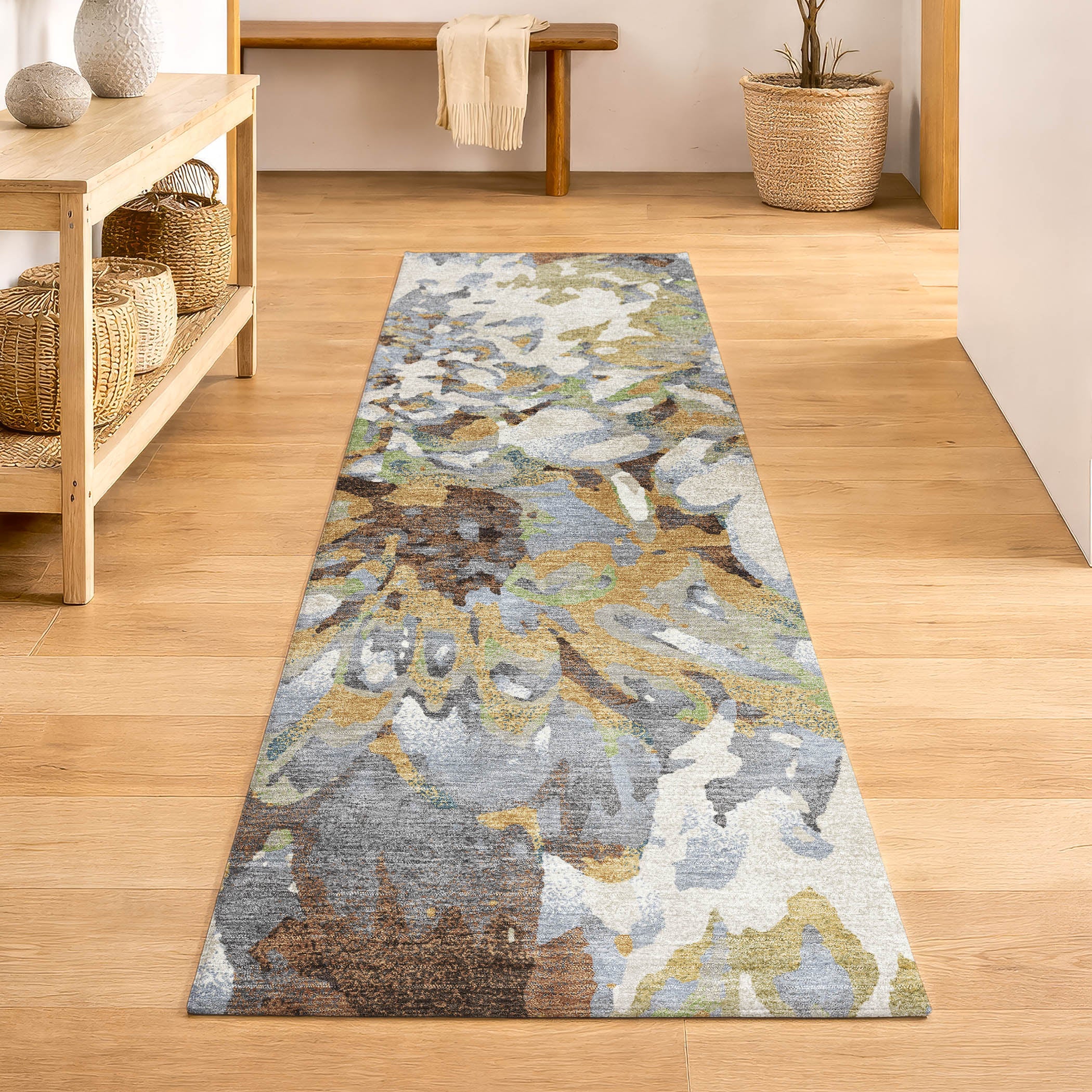 Lima Machine Washable Transitional Wheat Gold Rug 2'3" x 7'6" #shape_Runner