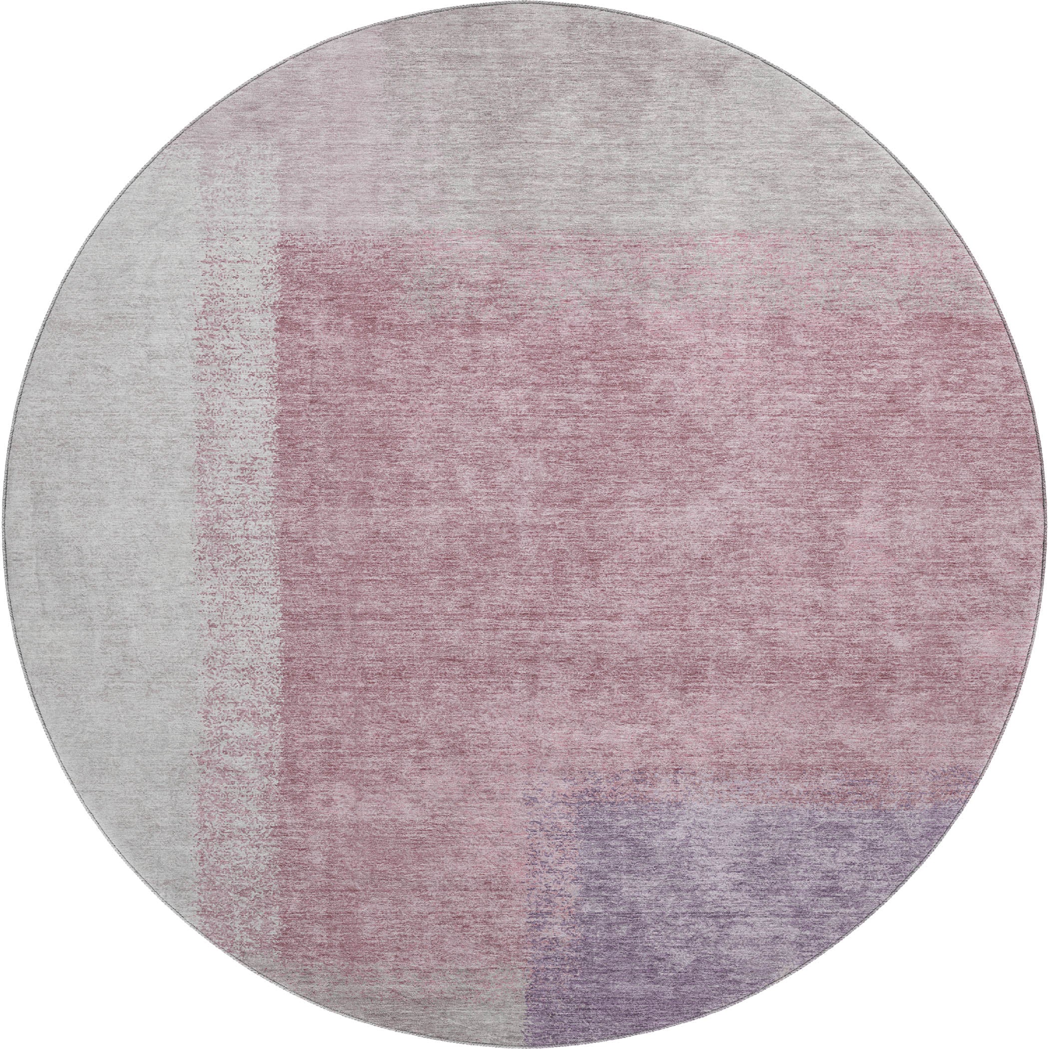 Prague Machine Washable Contemporary Blush Pink Rug 8' x 8' #shape_Round