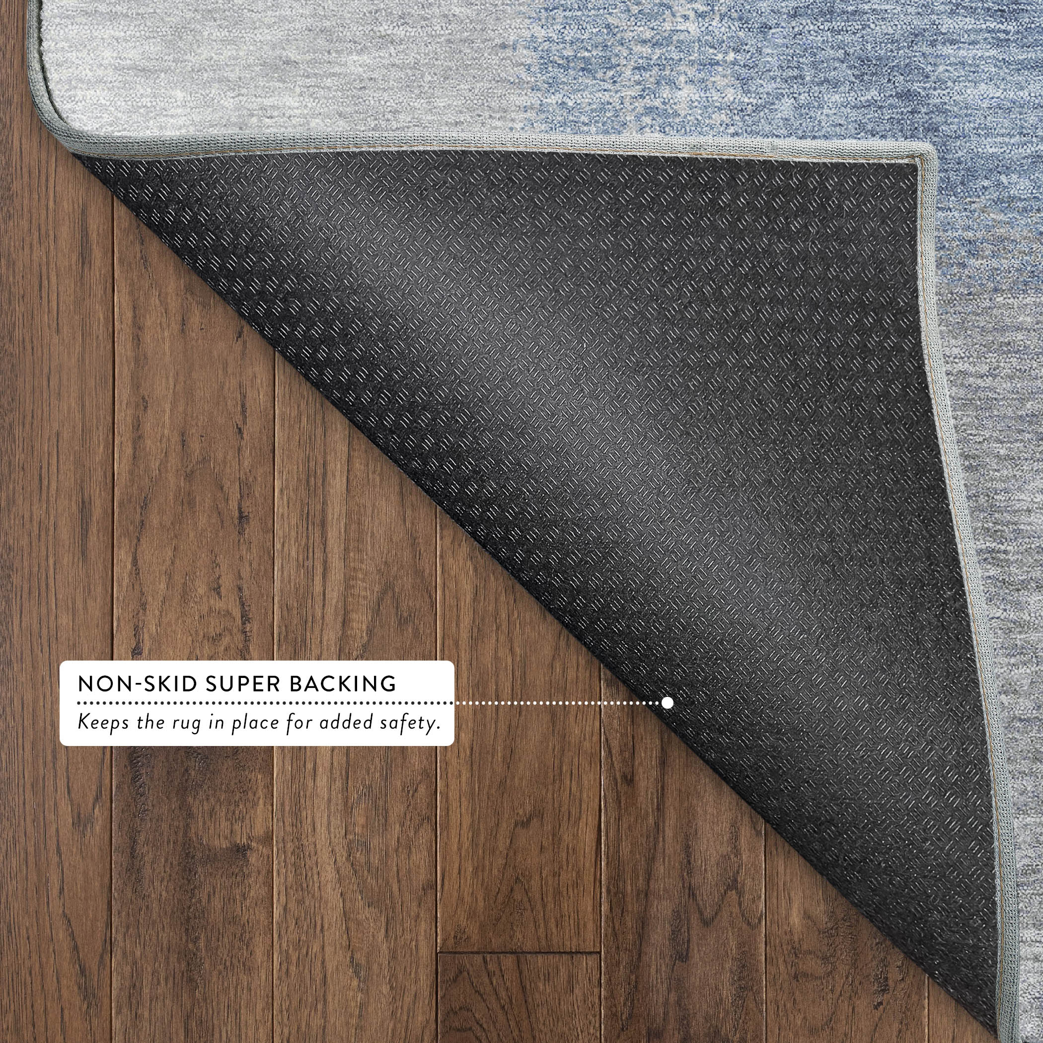 Prague Machine Washable Contemporary Denim Blue Rug 1'8" x 2'6" #shape_Rectangle