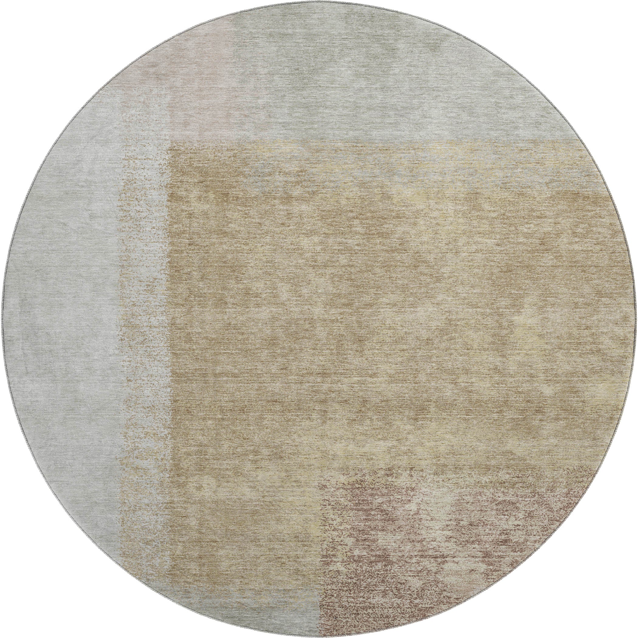 Prague Machine Washable Contemporary Gold Rug 8' x 8' #shape_Round