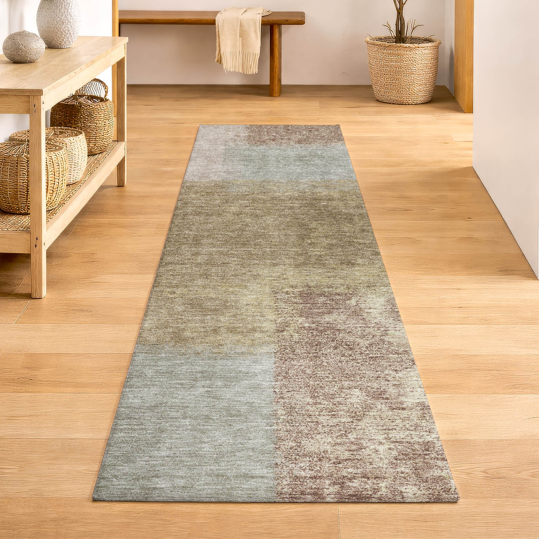 Prague Machine Washable Contemporary Gold Rug 2'3" x 7'6" #shape_Runner