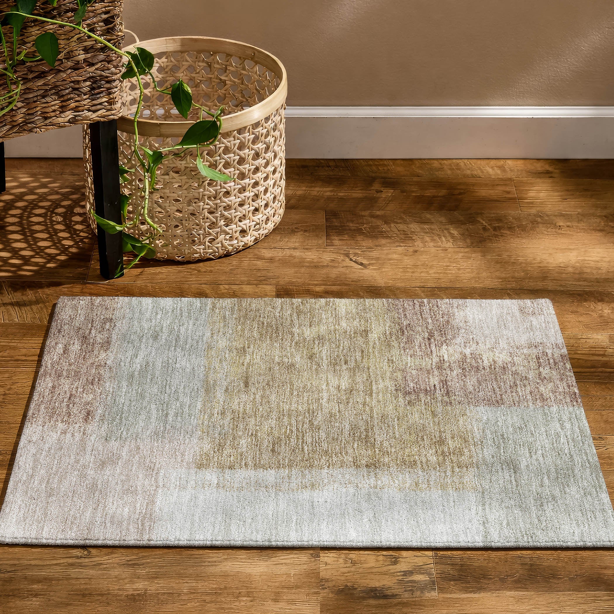 Prague Machine Washable Contemporary Gold Rug 1'8" x 2'6" #shape_Rectangle