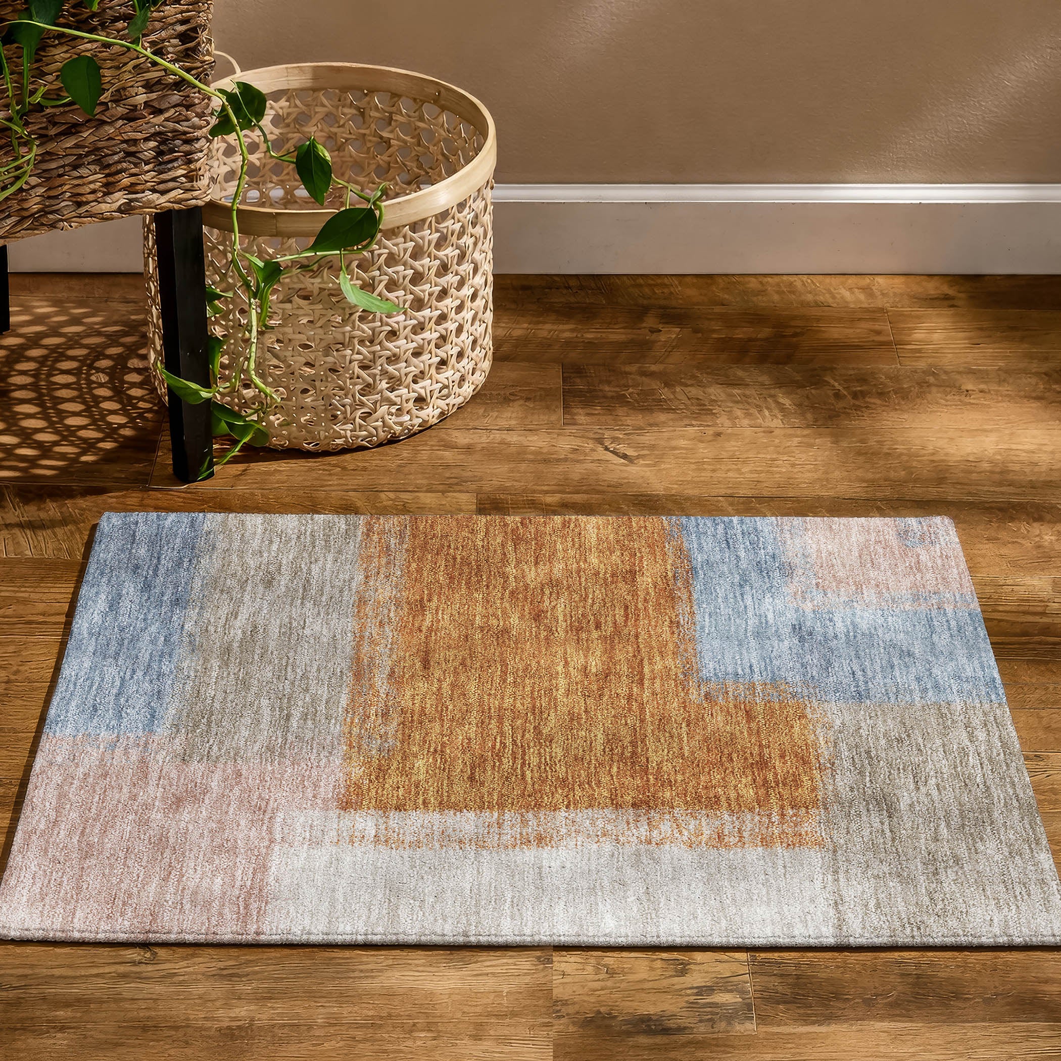 Prague Machine Washable Contemporary Rust Orange Rug 1'8" x 2'6" #shape_Rectangle