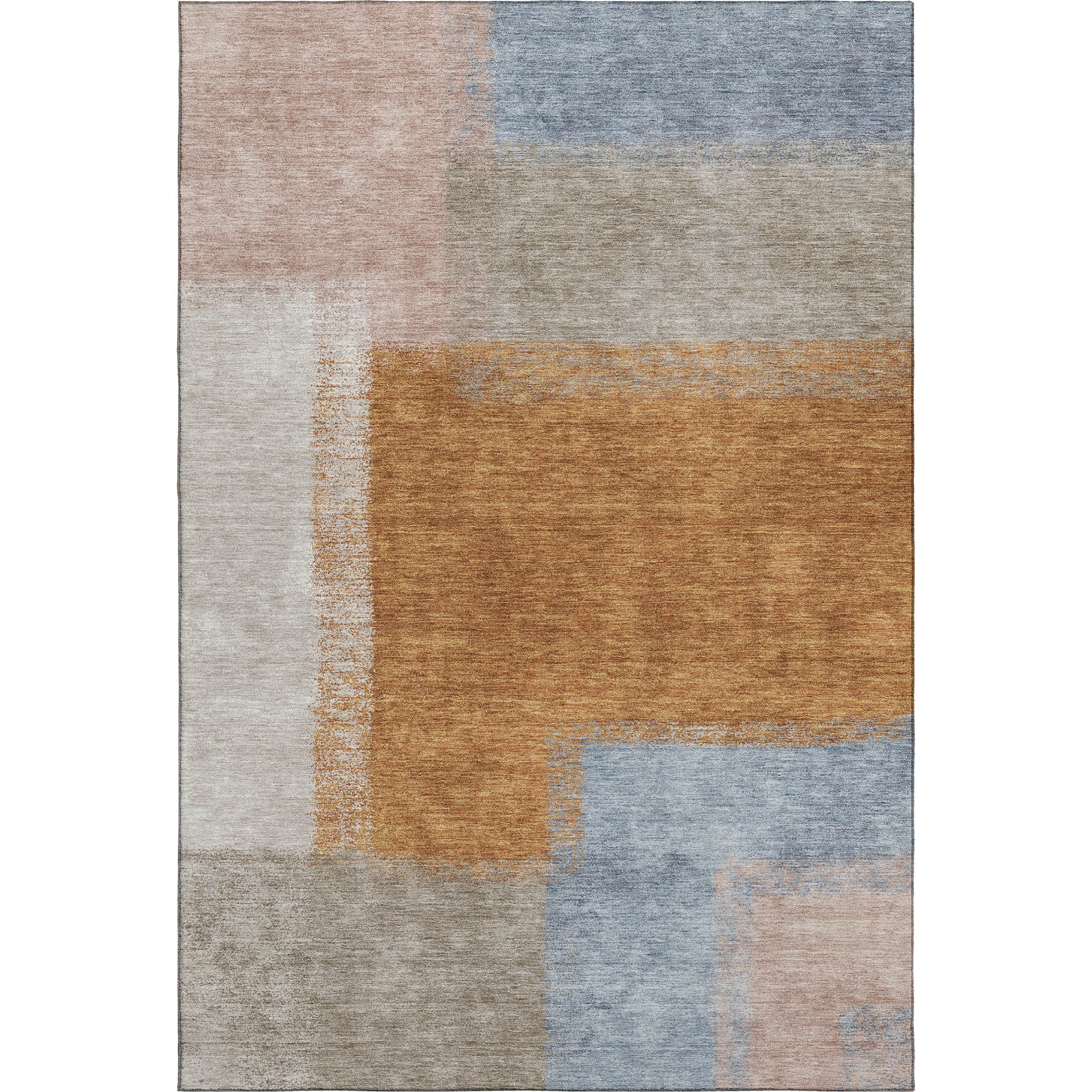 Prague Machine Washable Contemporary Rust Orange Rug 3' x 5' #shape_Rectangle