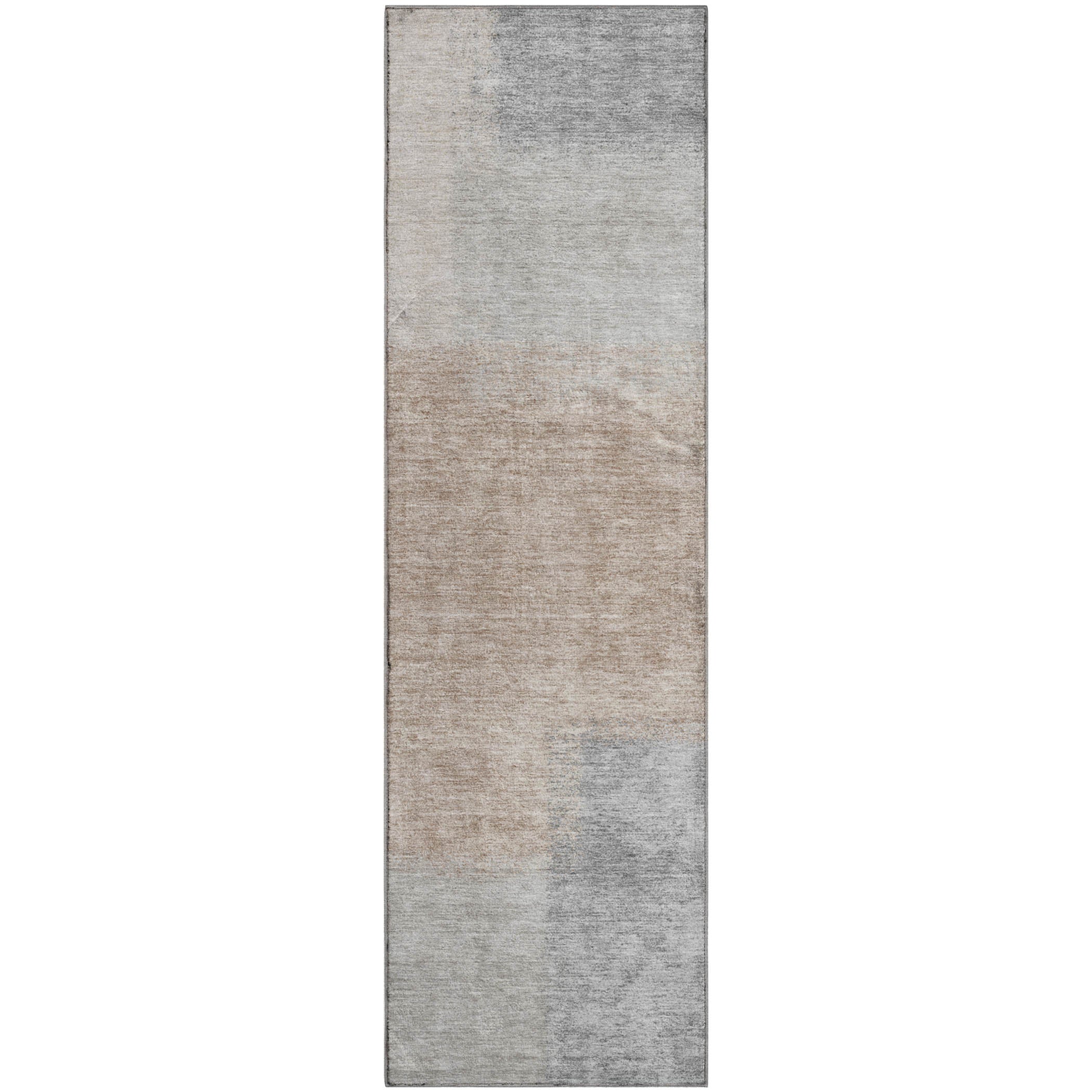 Prague Machine Washable Contemporary Taupe Brown Rug 2'3" x 7'6" #shape_Runner