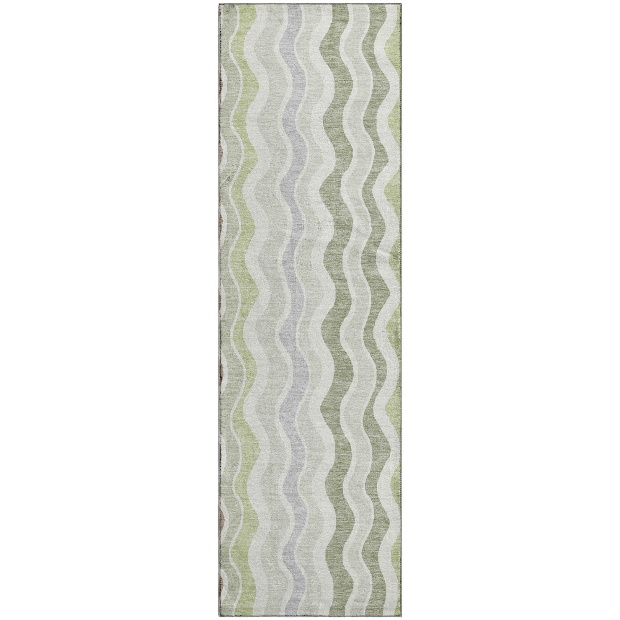Florence Machine Washable Transitional Aloe Green Rug 2'3" x 7'6" #shape_Runner