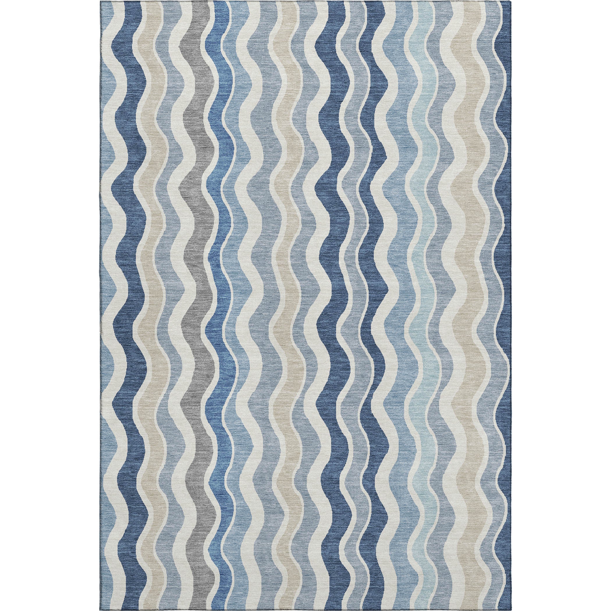 Florence Machine Washable Transitional Blue Rug 3' x 5' #shape_Rectangle