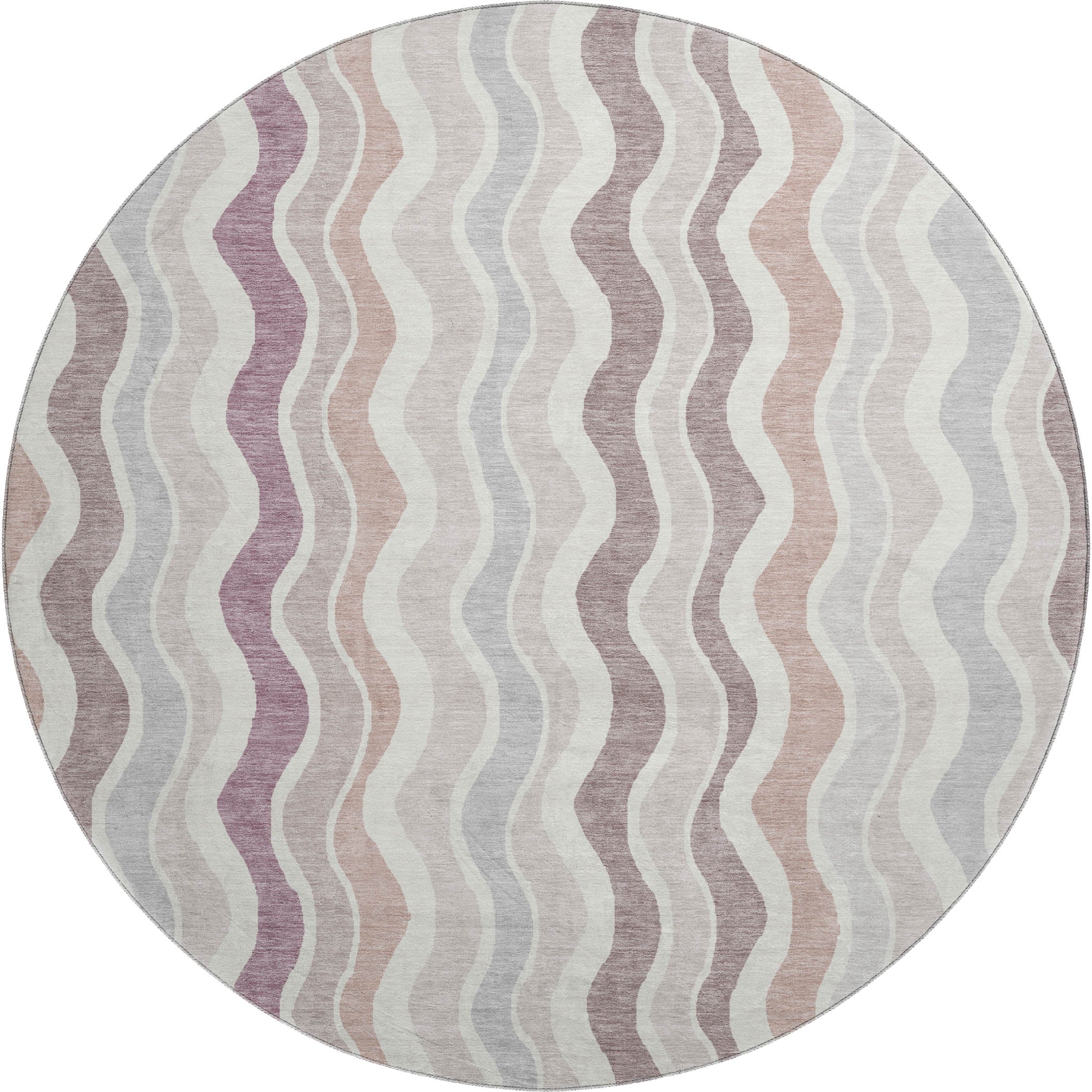 Florence Machine Washable Transitional Blush Pink Rug 8' x 8' #shape_Round