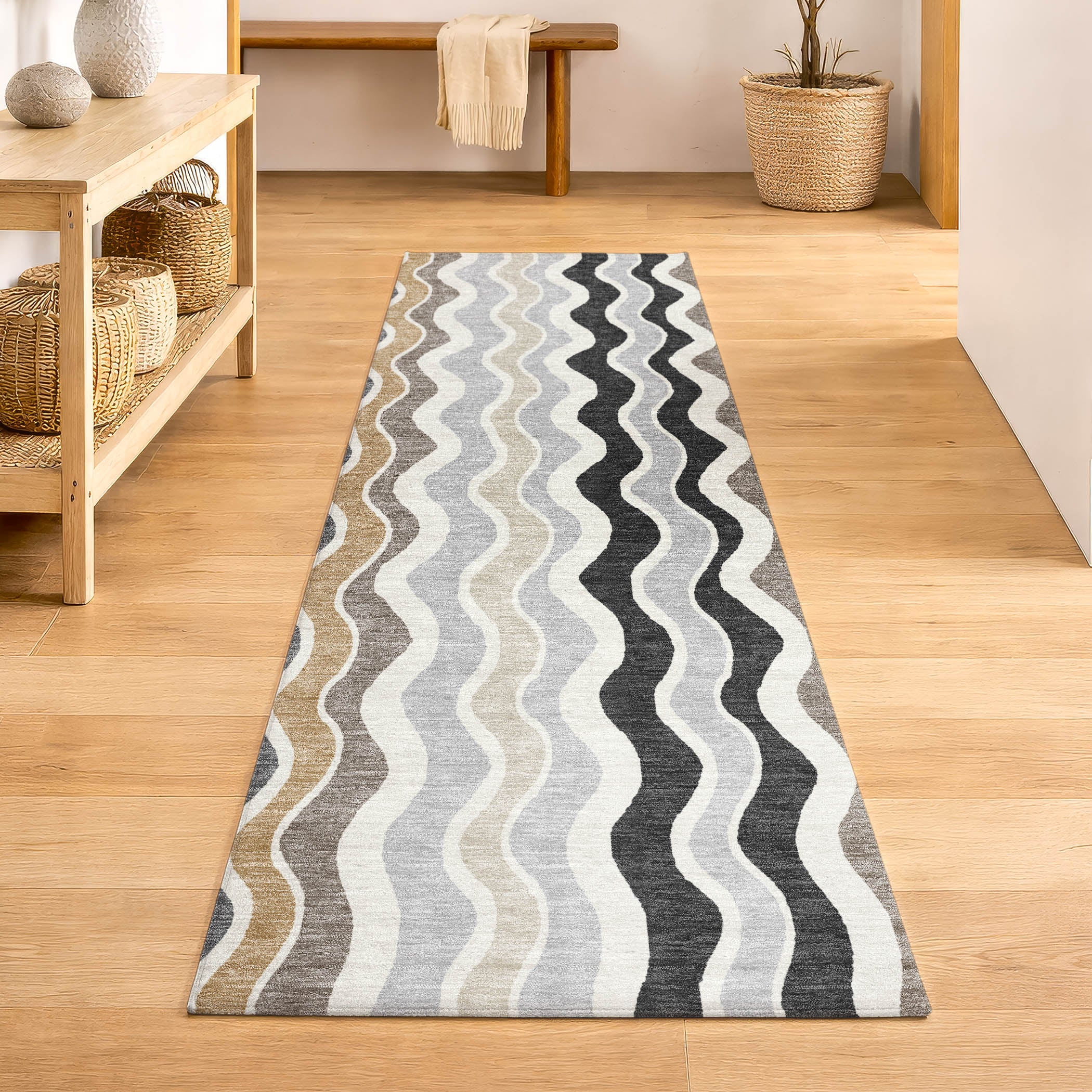 Florence Machine Washable Transitional Charcoal Gray Rug 2'3" x 7'6" #shape_Runner