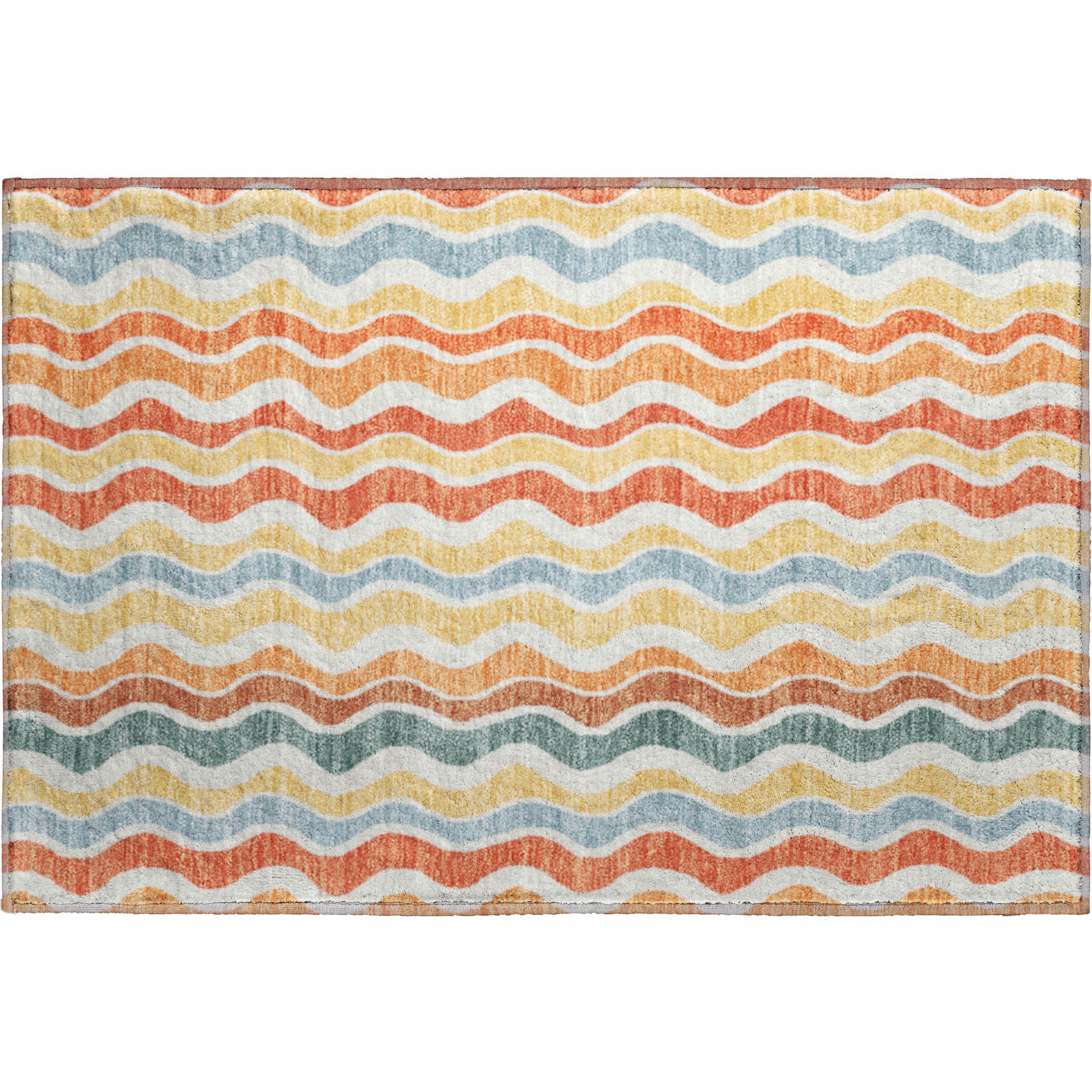 Florence Machine Washable Transitional Coral Orange Rug 1'8" x 2'6" #shape_Rectangle