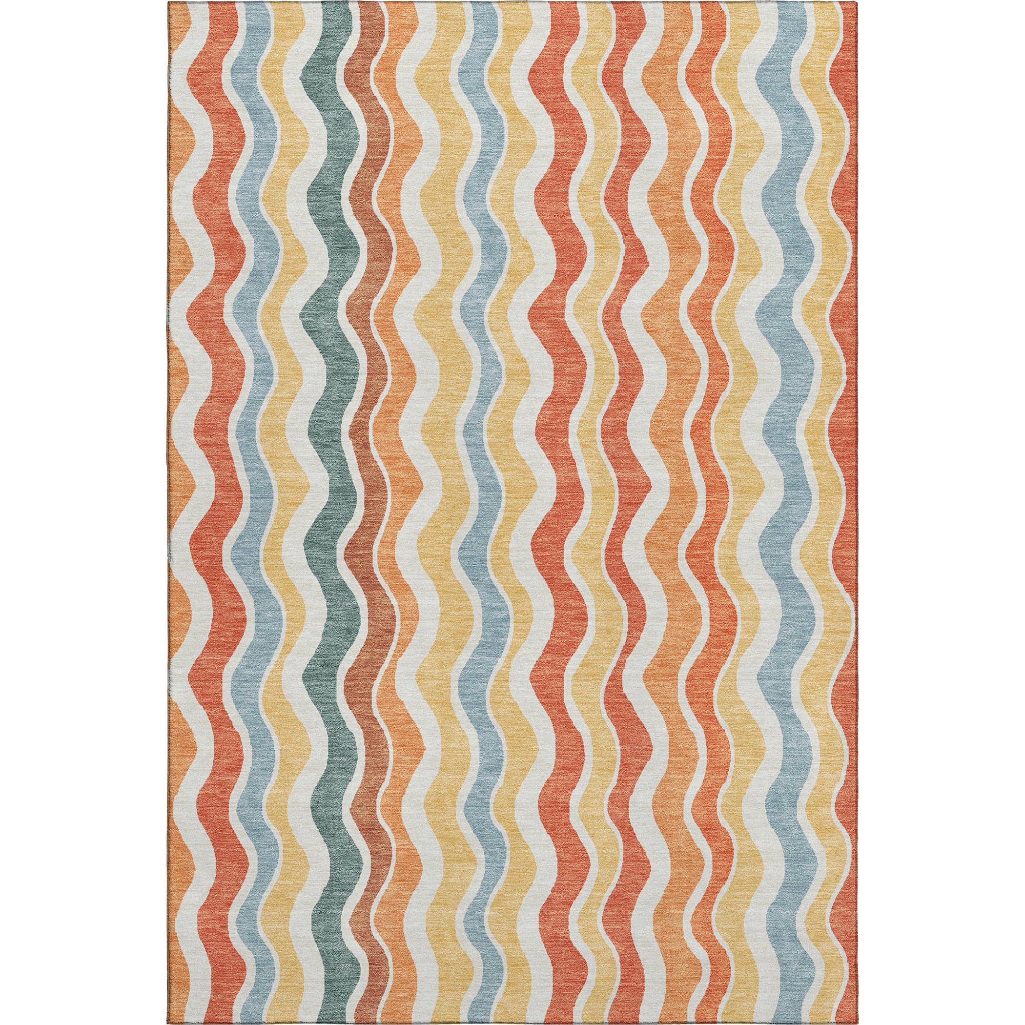 Florence Machine Washable Transitional Coral Orange Rug 3' x 5' #shape_Rectangle
