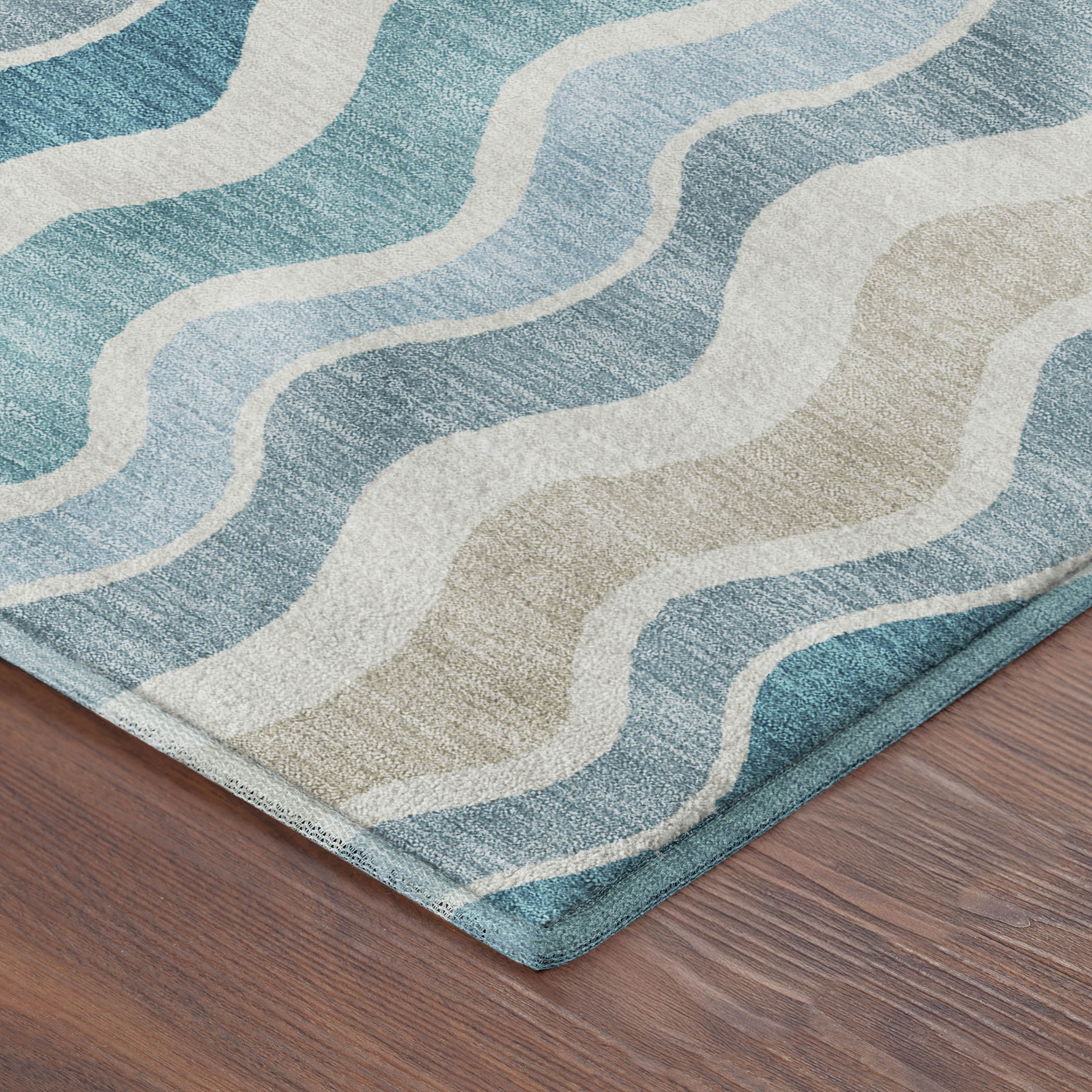 Florence Machine Washable Transitional Teal Rug 1'8" x 2'6" #shape_Rectangle