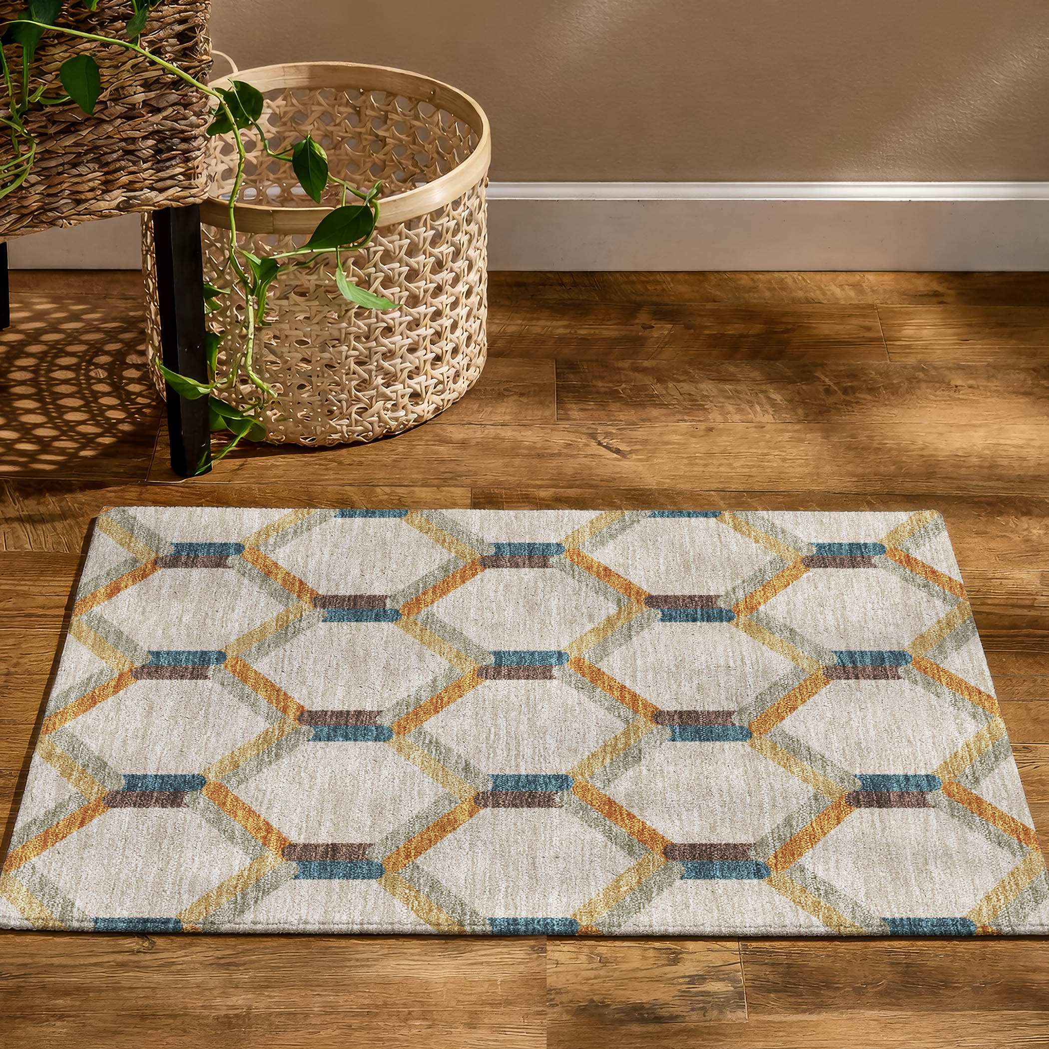 Ghent Machine Washable Transitional Beige Brown Rug 1'8" x 2'6" #shape_Rectangle