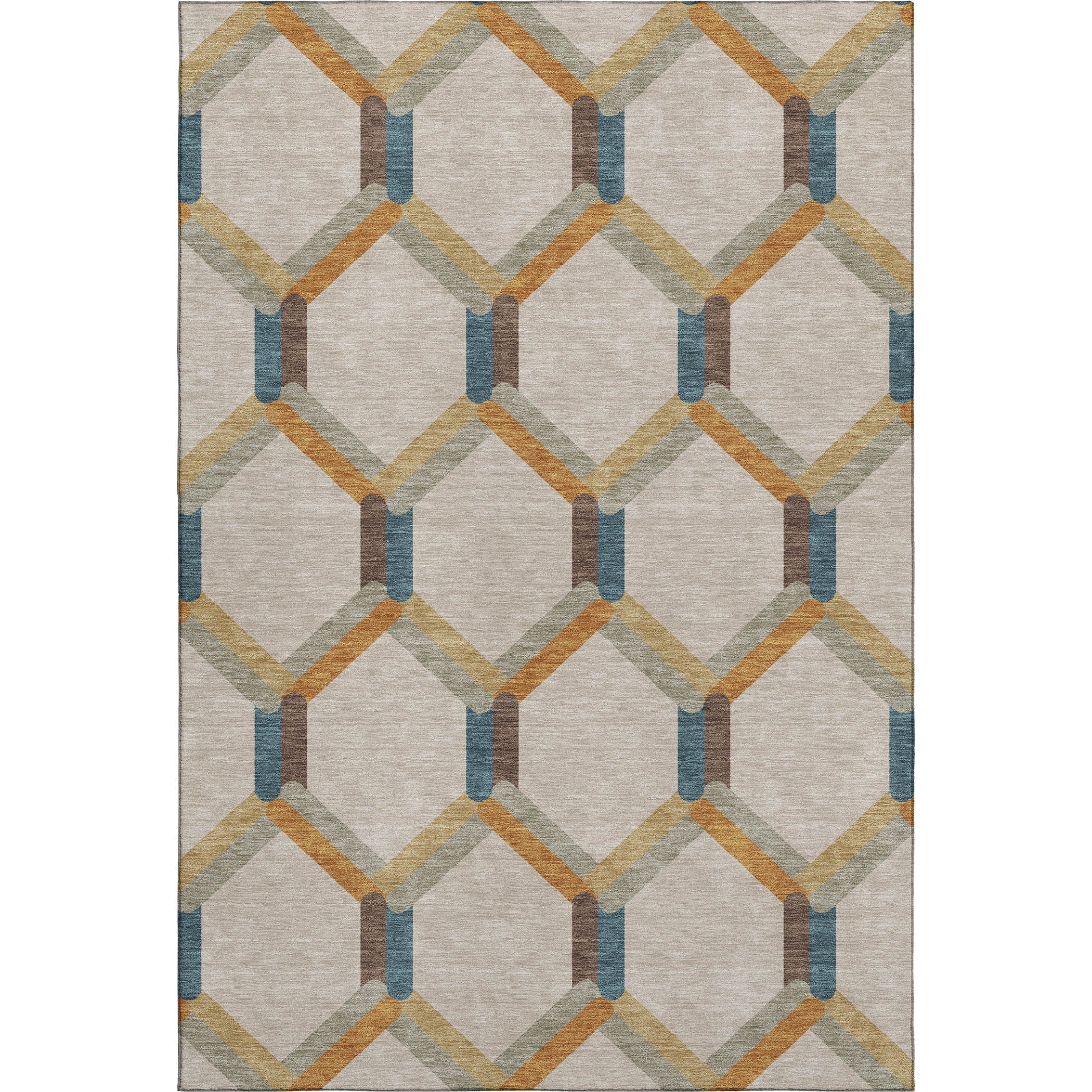 Ghent Machine Washable Transitional Beige Brown Rug 3' x 5' #shape_Rectangle