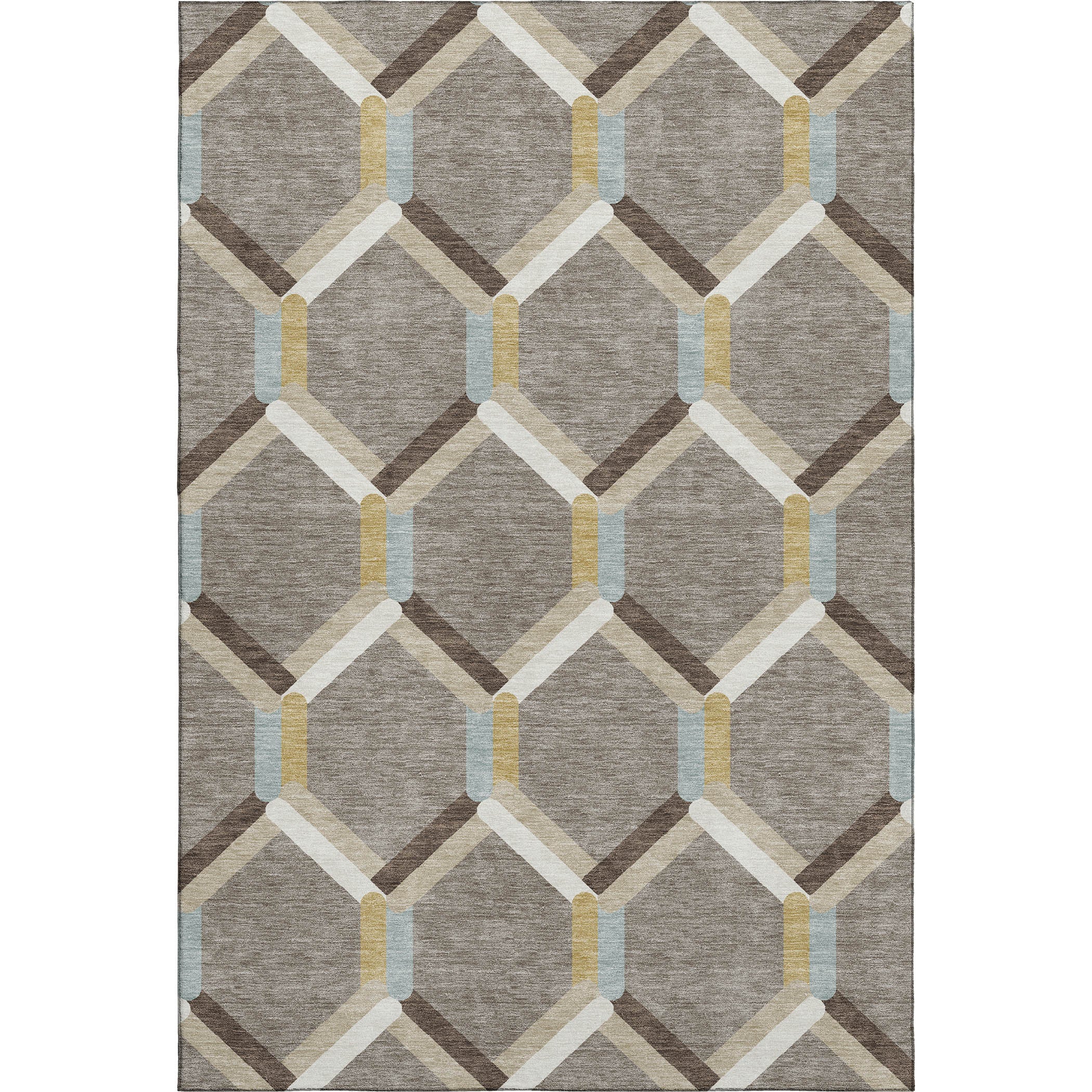Ghent Machine Washable Transitional Brown Rug 3' x 5' #shape_Rectangle