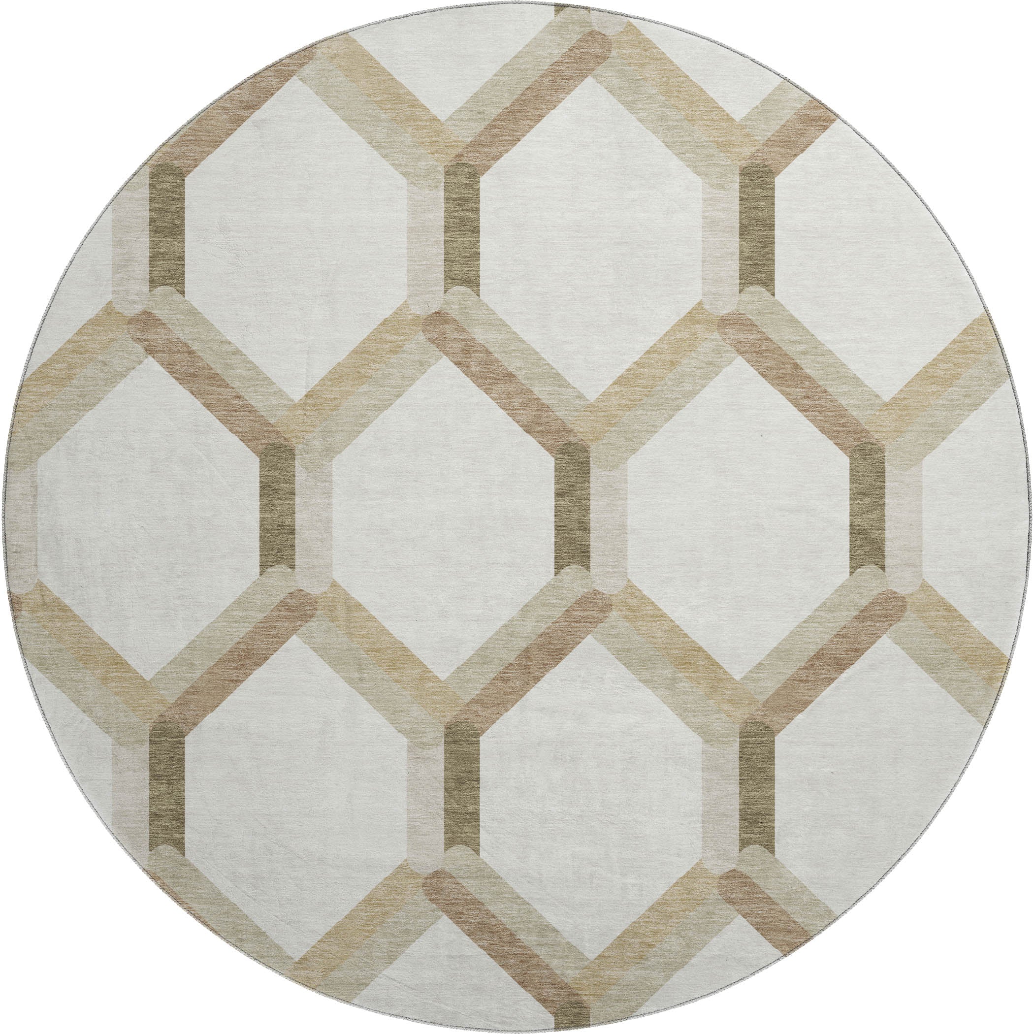 Ghent Machine Washable Transitional Ivory Rug 8' x 8' #shape_Round