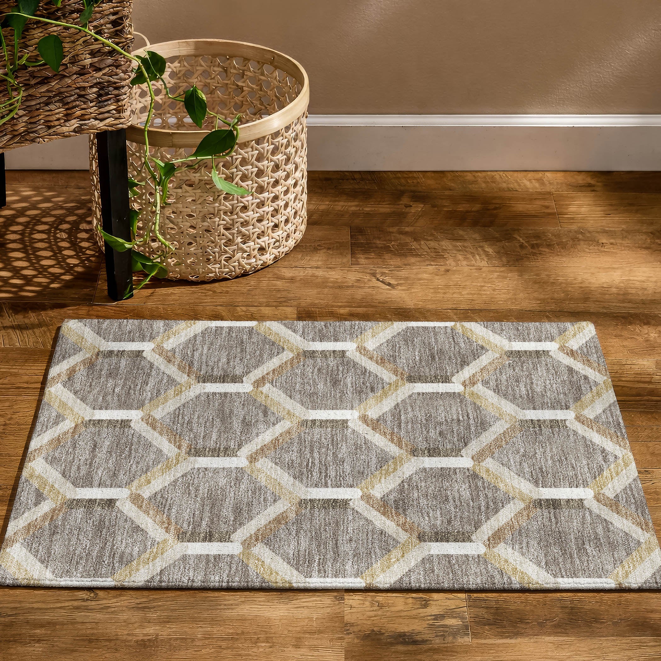 Ghent Machine Washable Transitional Taupe Brown Rug 1'8" x 2'6" #shape_Rectangle