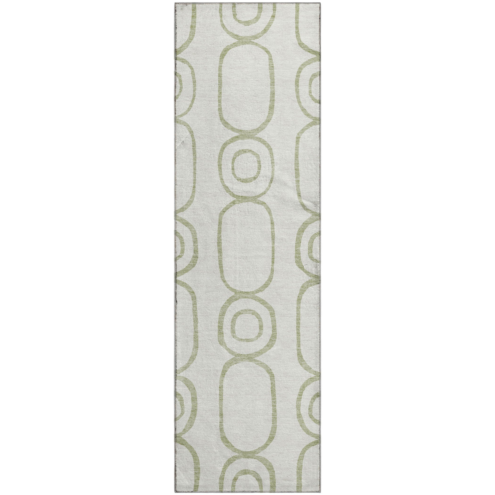 Mdina Machine Washable Transitional Aloe Green Rug 2'3" x 7'6" #shape_Runner