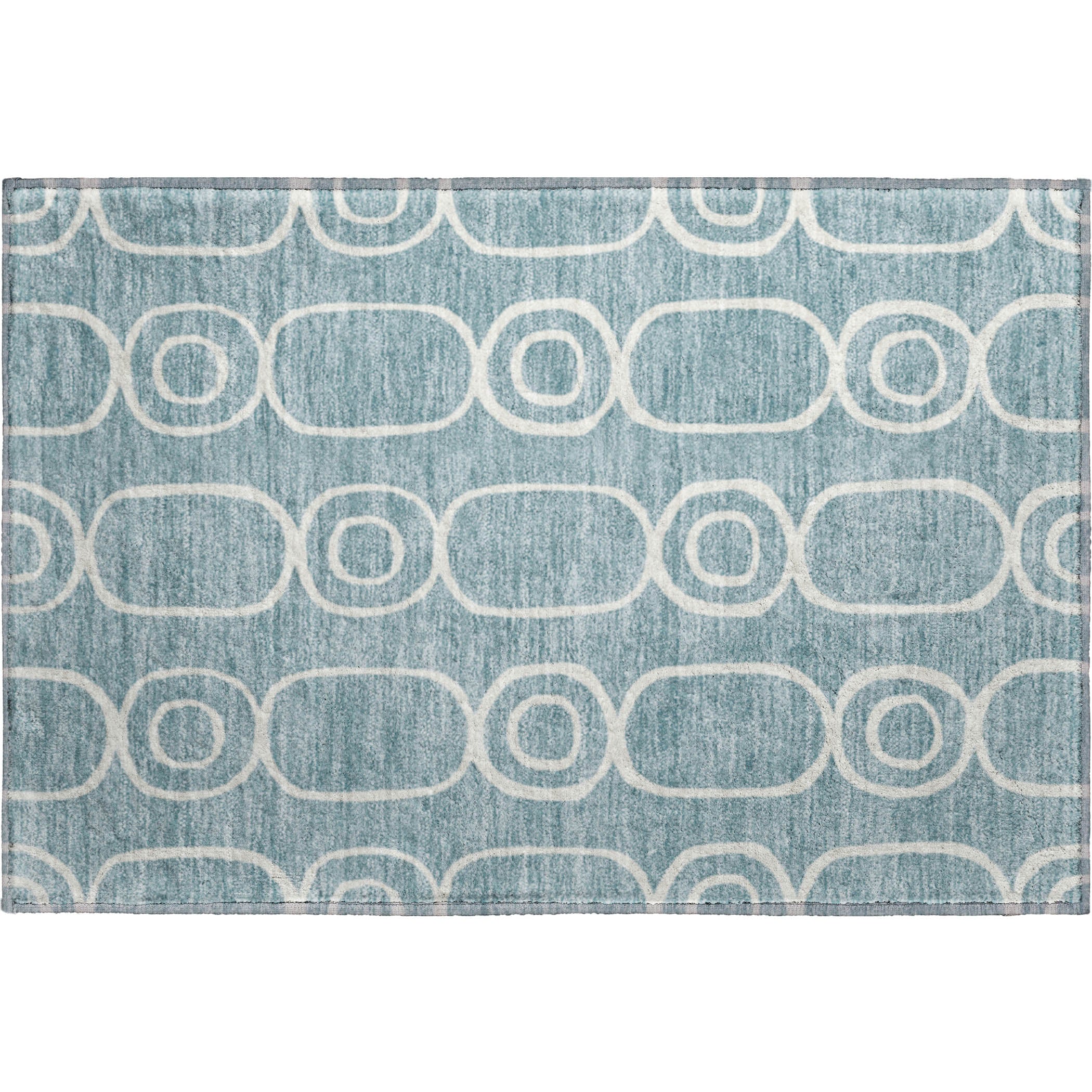 Mdina Machine Washable Transitional Aqua Teal Rug 1'8" x 2'6" #shape_Rectangle
