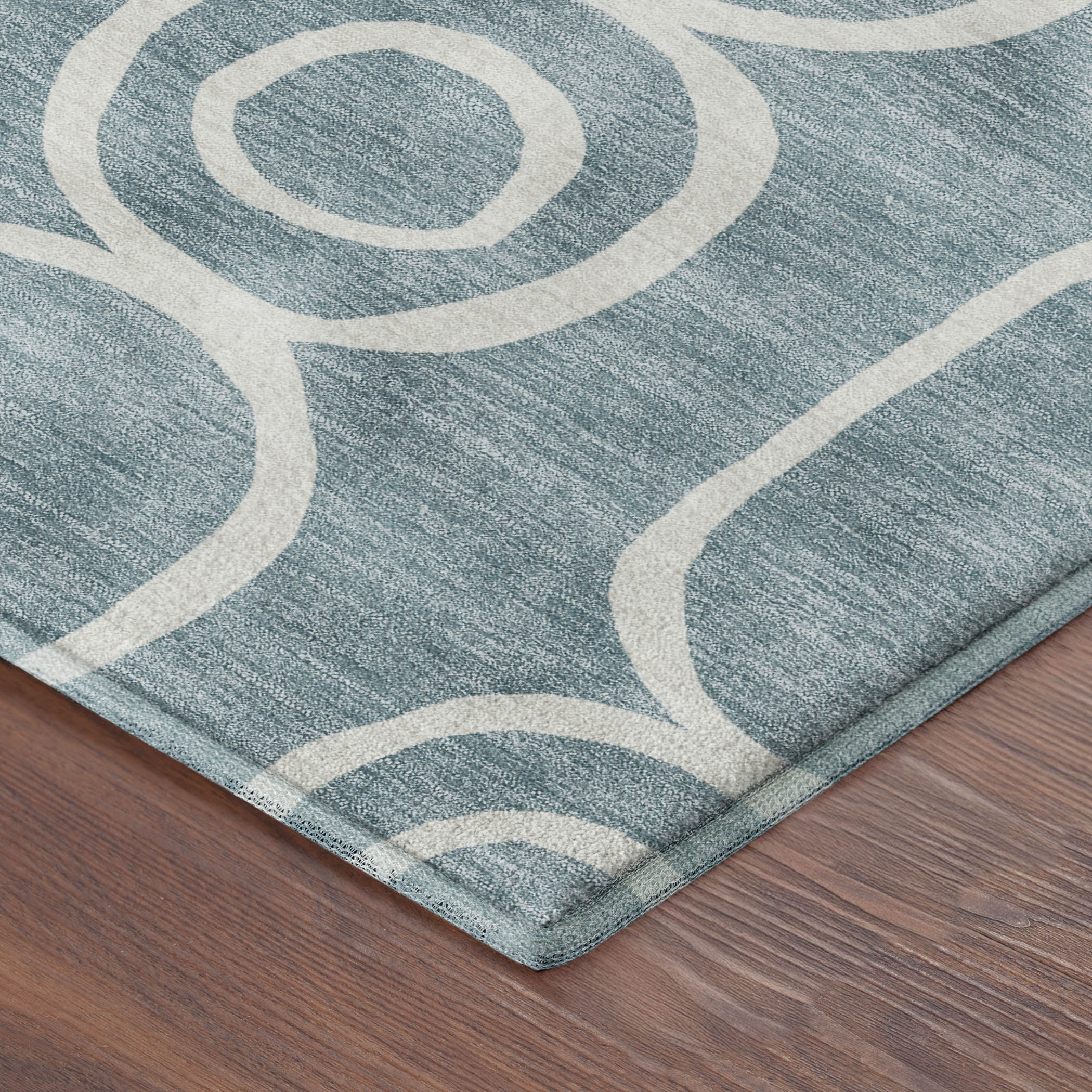 Mdina Machine Washable Transitional Aqua Teal Rug 1'8" x 2'6" #shape_Rectangle