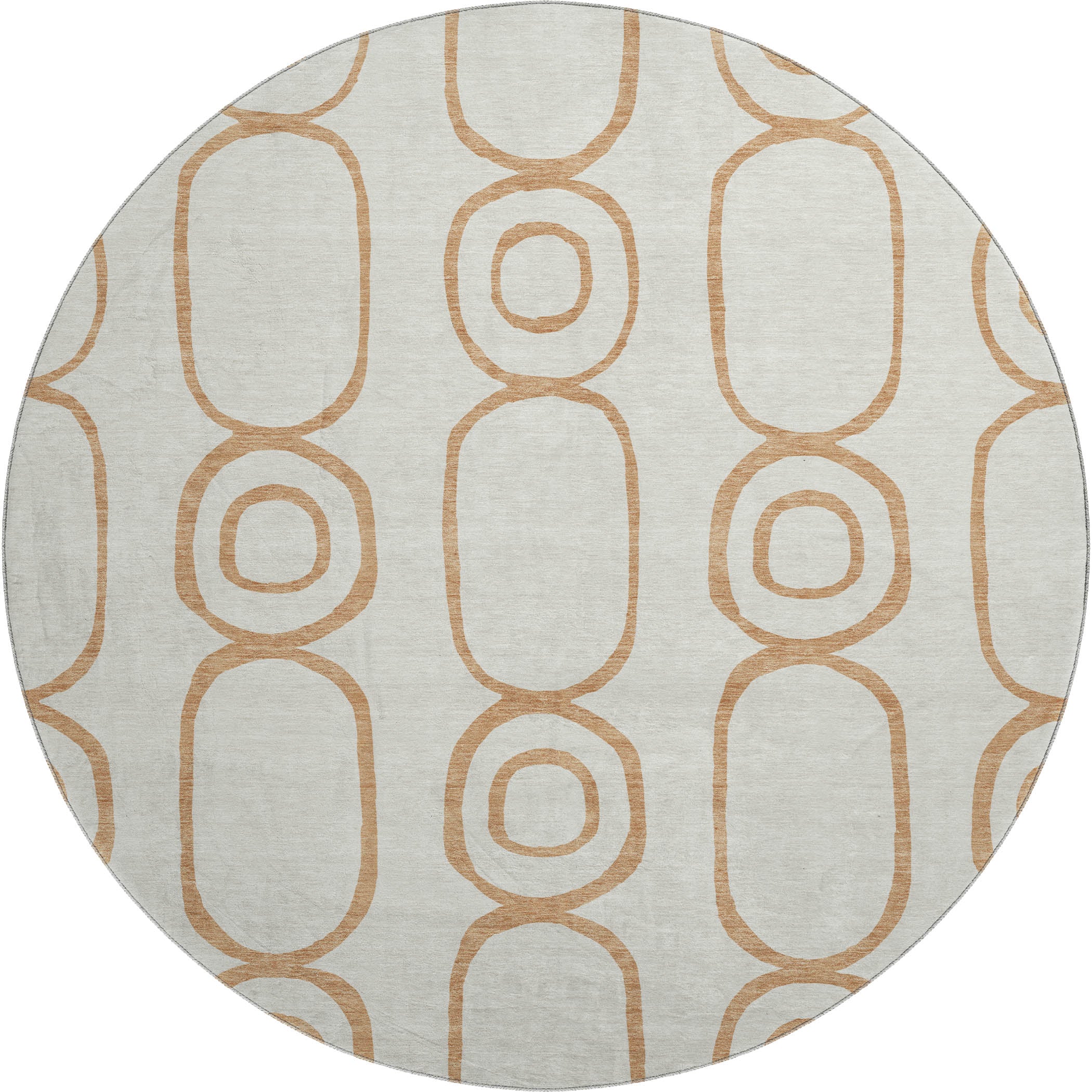 Mdina Machine Washable Transitional Copper Orange Rug 8' x 8' #shape_Round