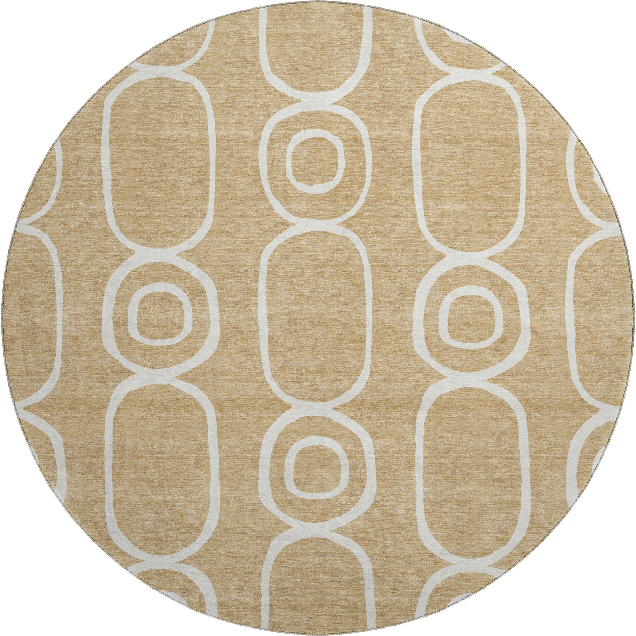 Mdina Machine Washable Transitional Gold Rug 8' x 8' #shape_Round
