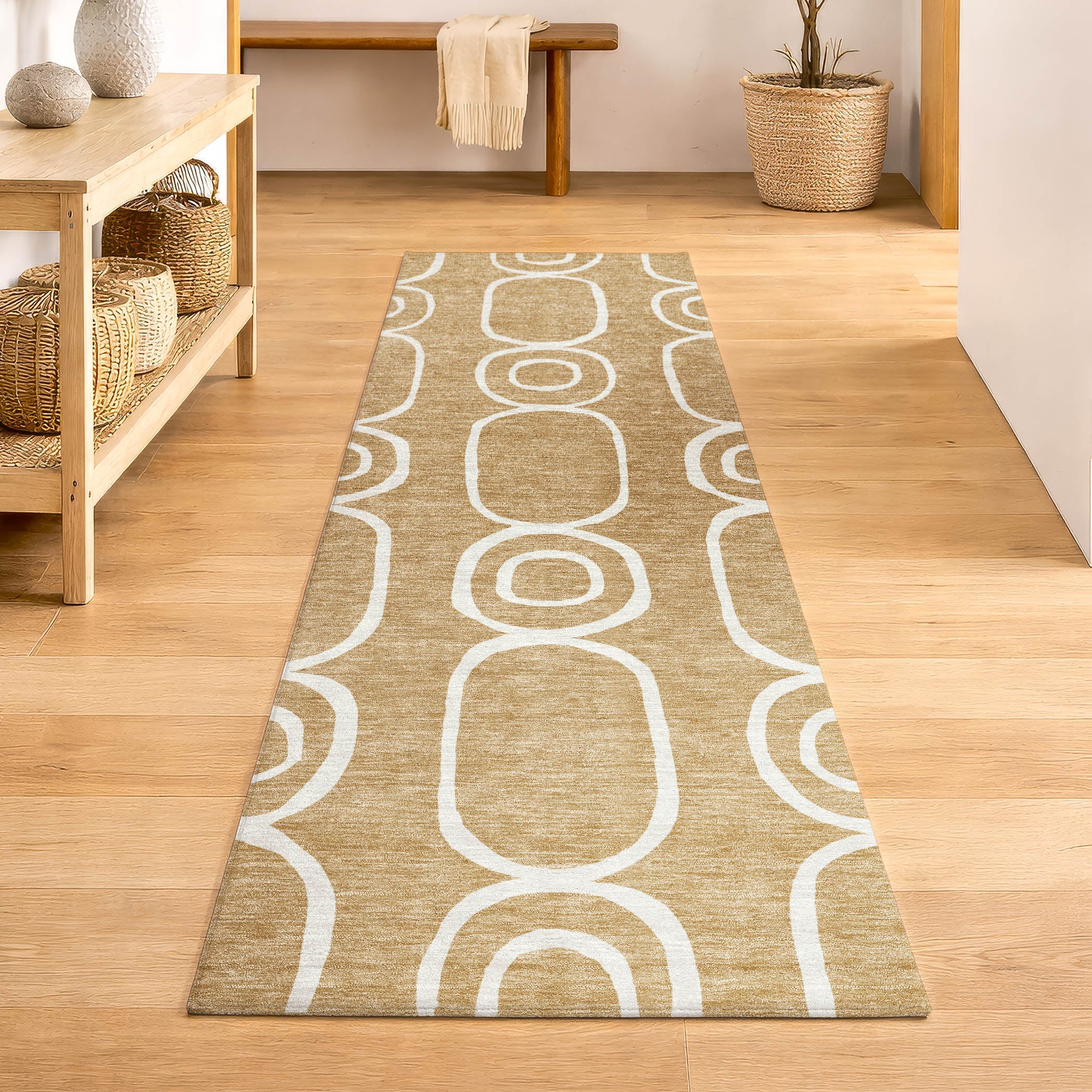 Mdina Machine Washable Transitional Gold Rug 2'3" x 7'6" #shape_Runner