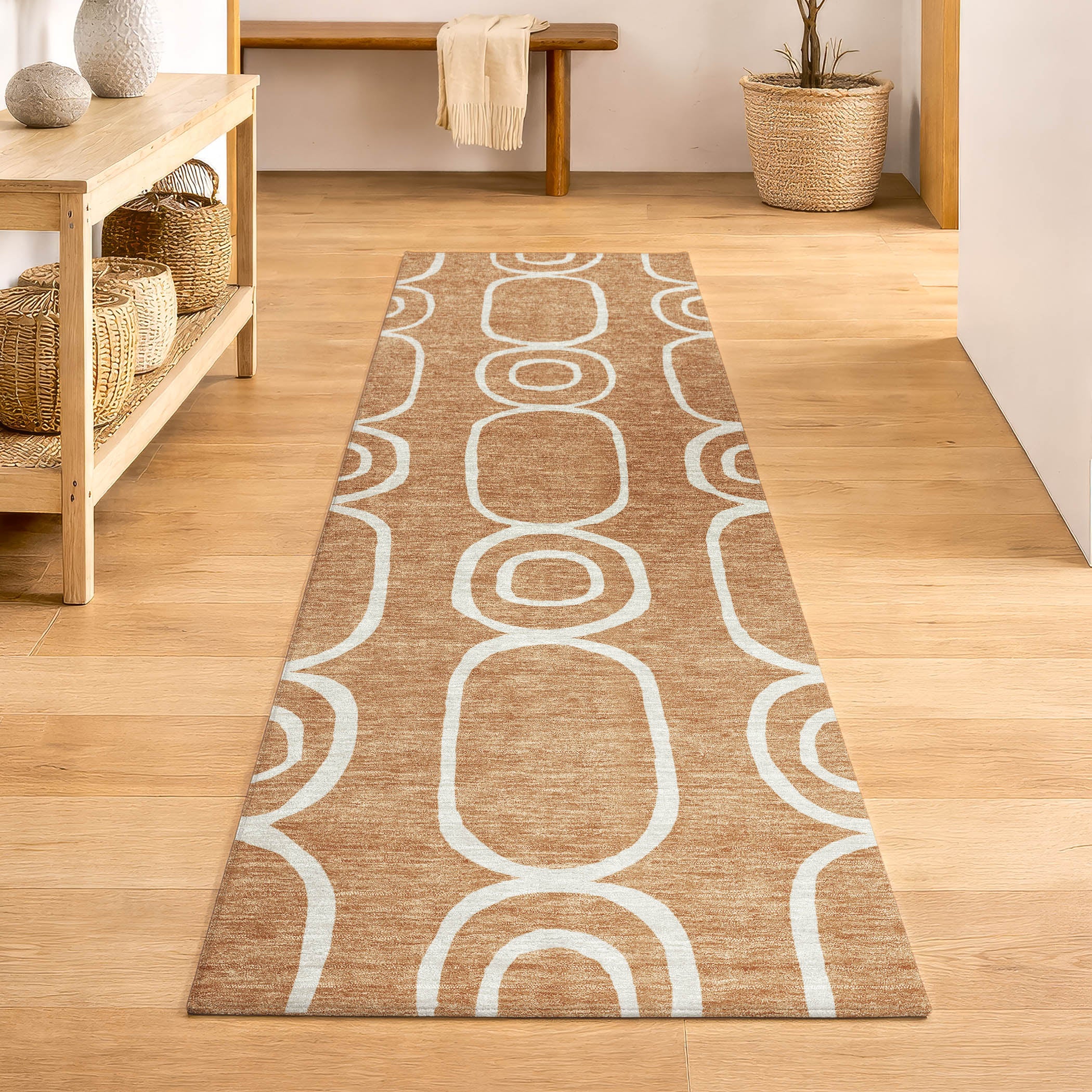 Mdina Machine Washable Transitional Rust Orange Rug 2'3" x 7'6" #shape_Runner